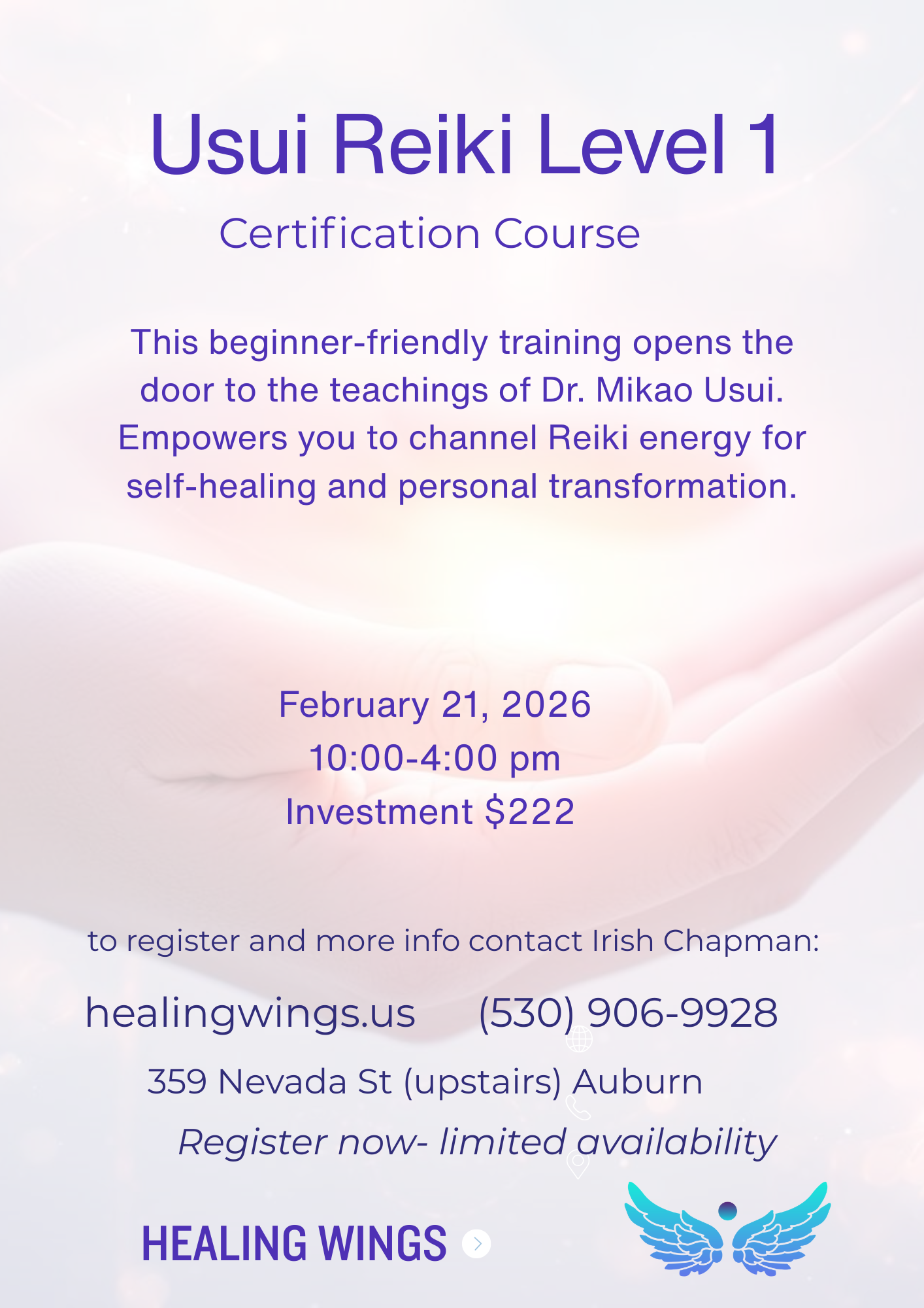 Usui Reiki Level I Certification 
