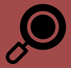 Magnifying glass icon on red background