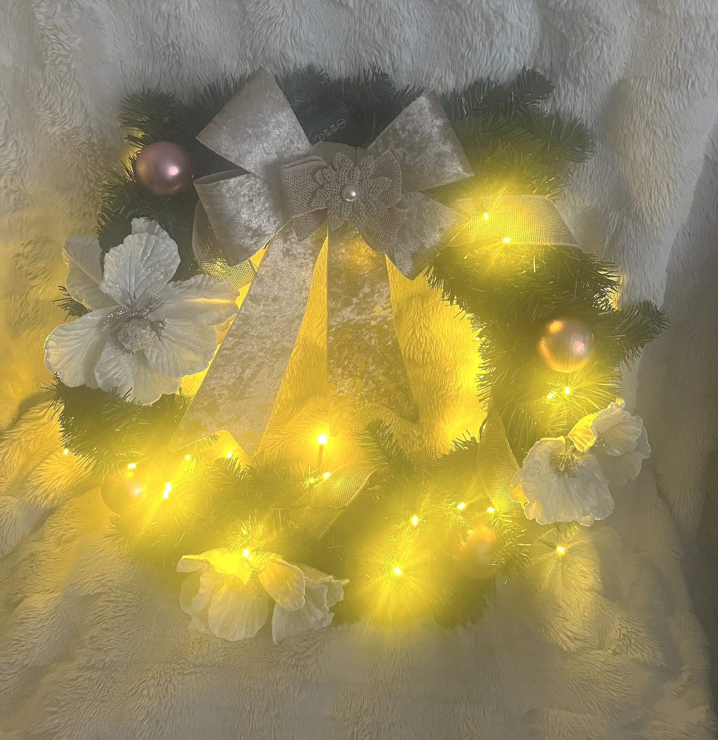 Pink and Champagne Christmas Wreath