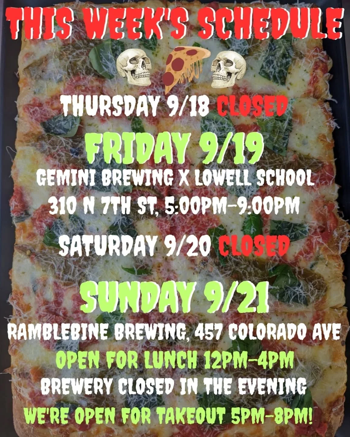 💥THIS WEEK IS DIFFERENT💥

As mentioned in the last post, we're kind of on the struggle bus this week. We'll be keeping it to a lighter schedule and we'll only be open Friday and Sunday. ✨Please note that on Sunday Ramblebine will be closed in the e