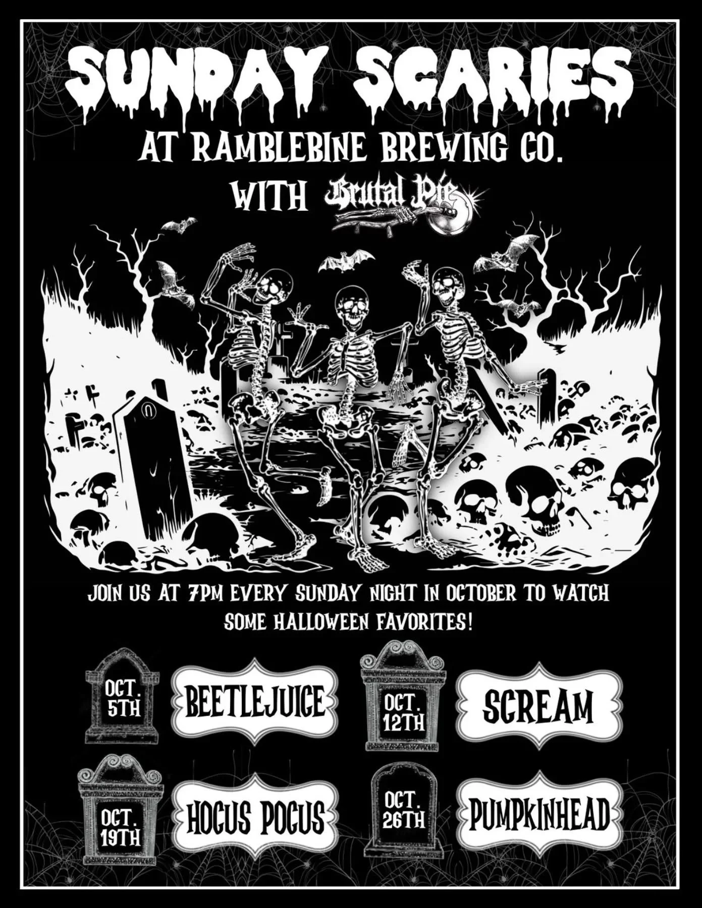Do you get the 💀 SUNDAY SCARIES??

A lot of you already rely on us and @ramblebinebrewing to help ward off your Sunday Scaries, but this month we're offering up even more ways for you to distract your brain from the upcoming week! 

Every Sunday at 
