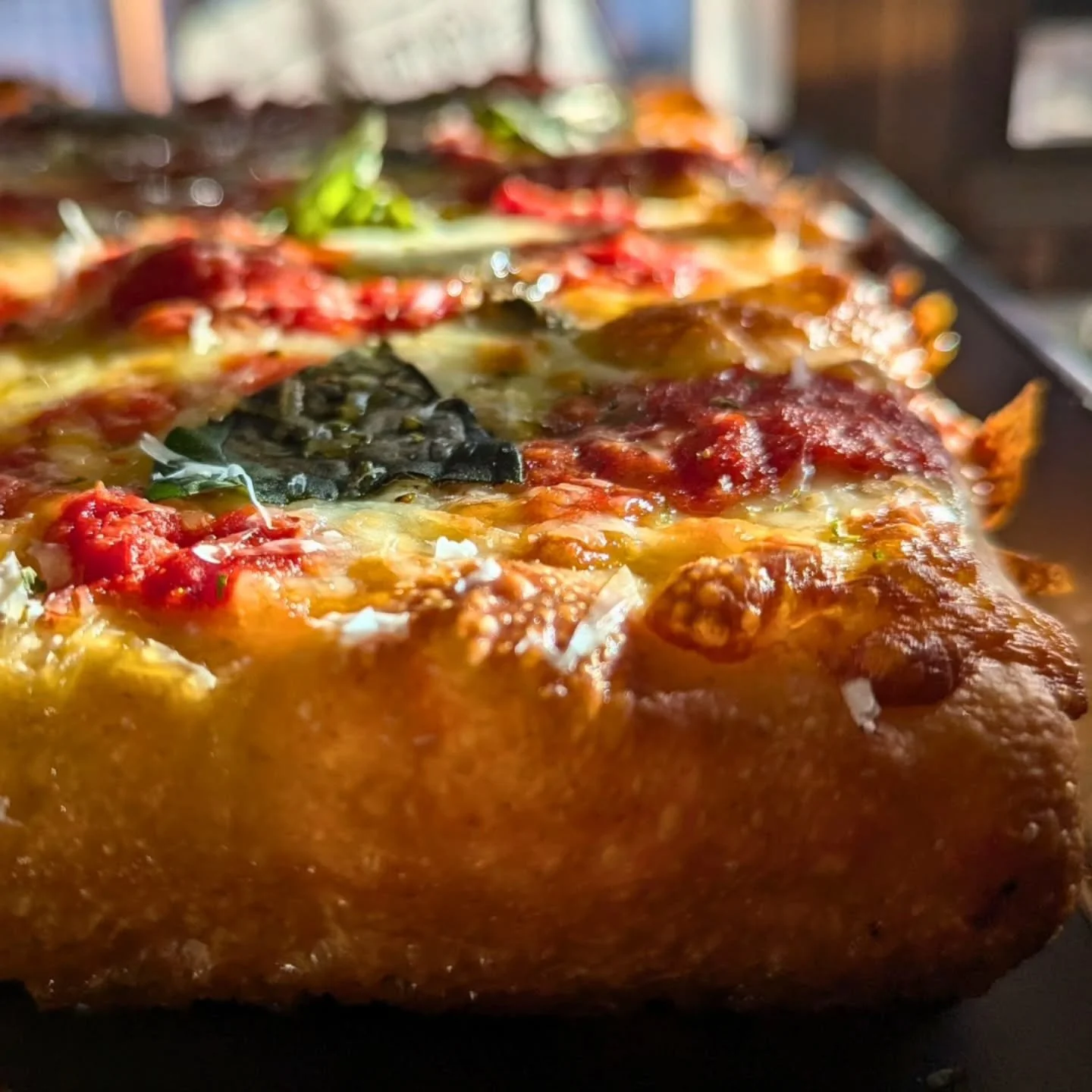 The Grandma pie in the sunlight, simple and perfect. It doesn't need anything else, but you can add pepperoni to it and it's also great. No Broncos game today since they did well enough to earn a bye, but there's still plenty of football on all day @