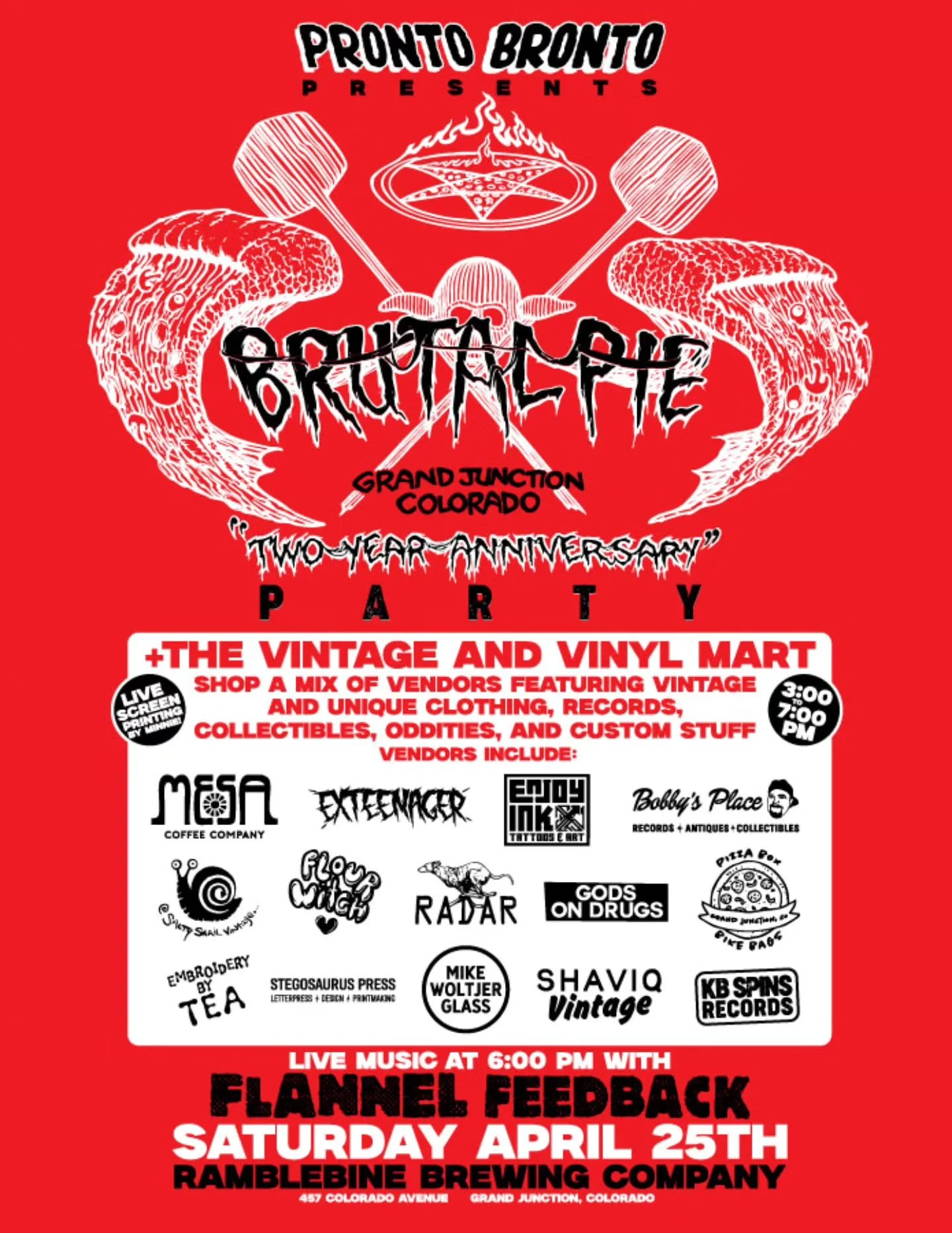 We made it to TWO YEARS!!!! On Saturday, April 25th, we PARTY! Come down to @ramblebinebrewing , where we will be partying with our homies @eatprontobronto! There's an art market, we will have our anniversary designs available for on-site screen prin