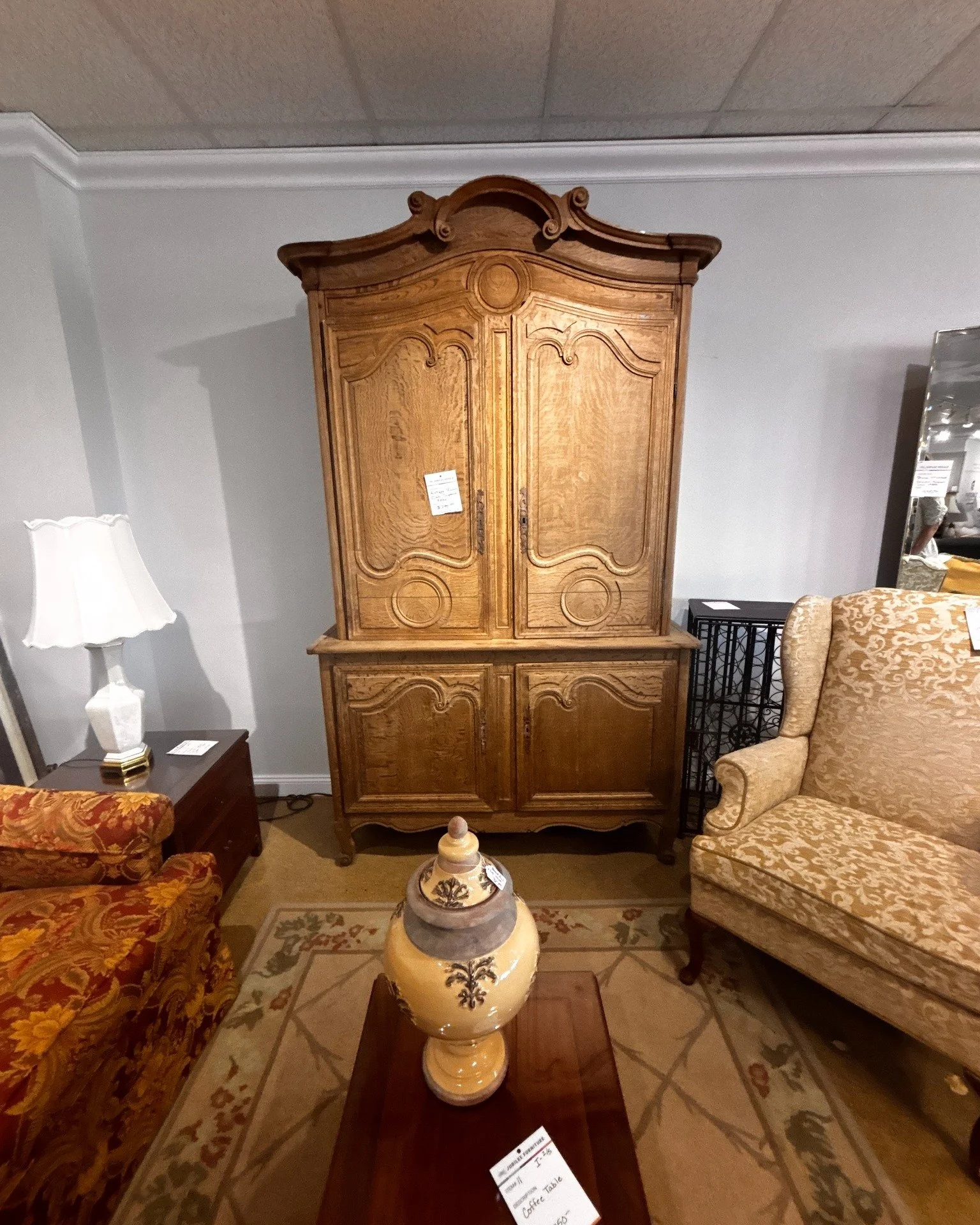 Vintage character + real storage = a very good find.

This antique French oak cupboard could work in a dining room, bedroom, living room, or entryway &mdash; and the details are even better in person.

How would you reimagine this piece in your space