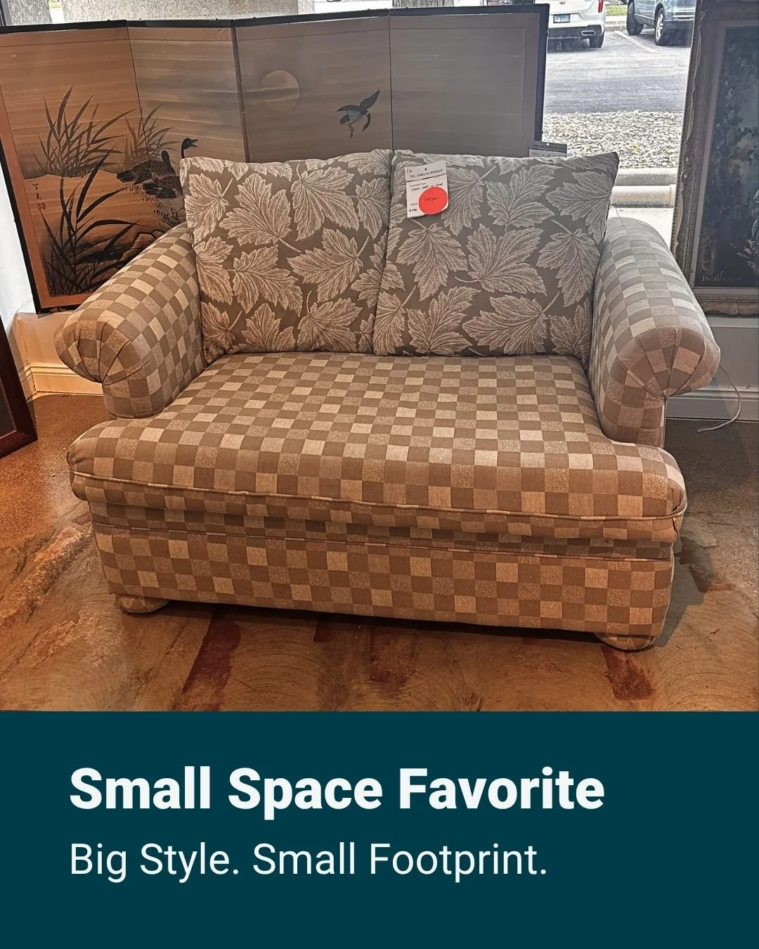 Big style, small footprint.

If you&rsquo;re furnishing a smaller space, start with one piece that works hard and still looks good.

This petite sleeper sofa on the floor now is the perfect example &mdash; easy to style, easier to fit, and worth seei