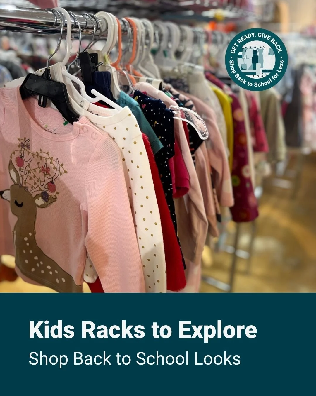 Shopping for Back to School? Don't overspend on items they will grow out of quickly. Shop secondhand and give back. 

#getready #giveback