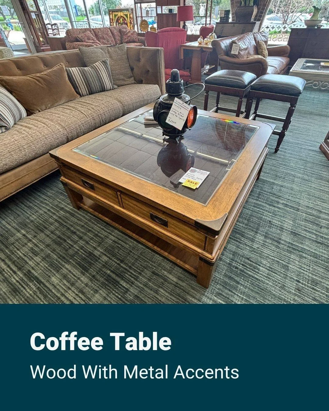 Coffee table, but make it the finishing touch.

This wood coffee table with metal accents brings warmth, character, and extra function to a living room without the big-box price tag.

If you&rsquo;re furnishing an apartment or refreshing your space f