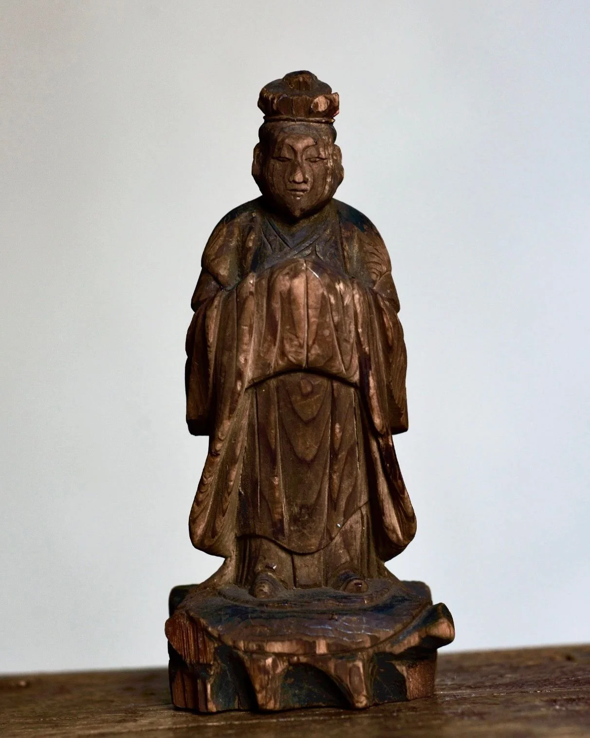 Antique Carved Wooden Daoist Deity