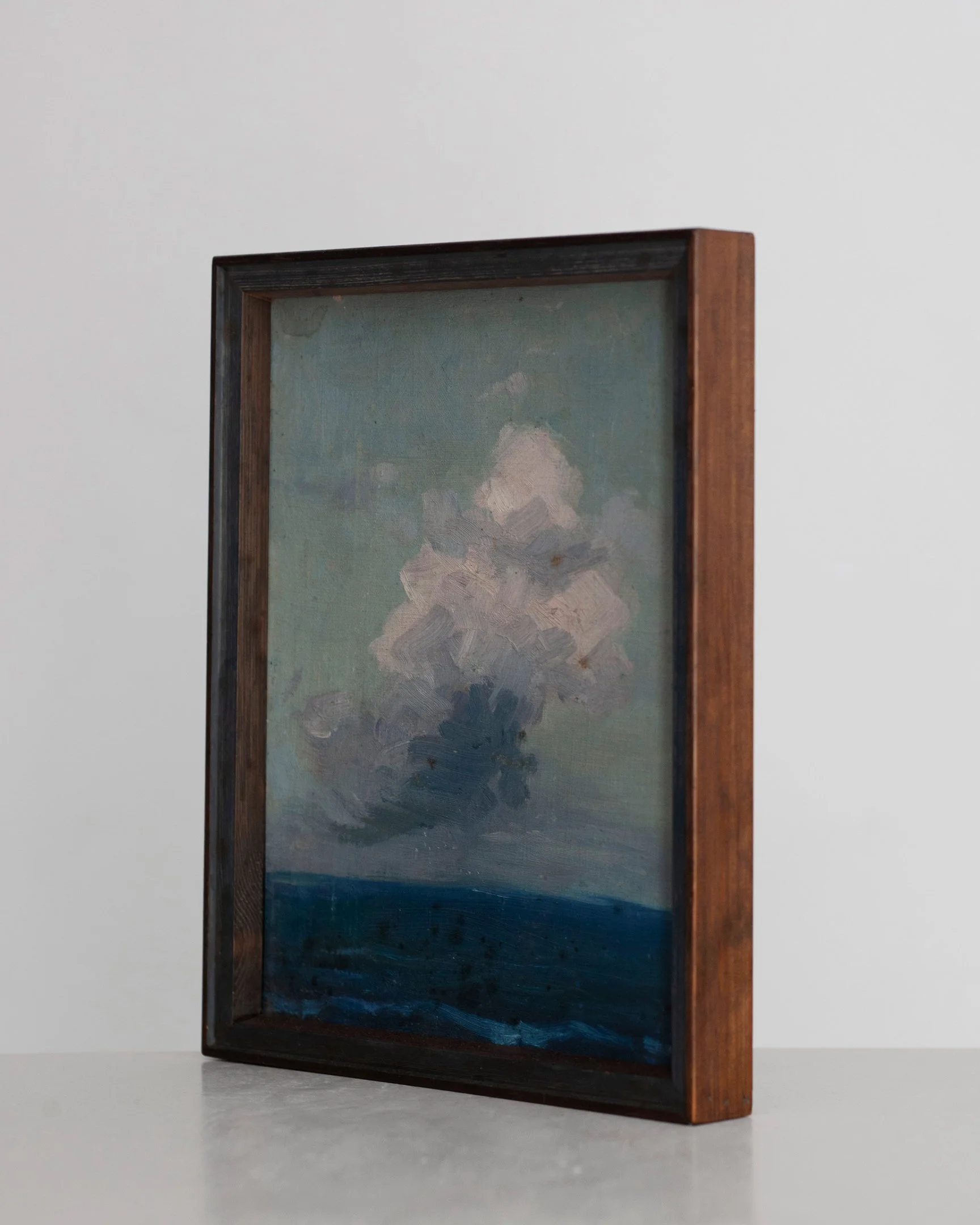 Squall Painting Mid Century Art New England Stefania Papadakis Oil Painting Wood frame Elegance Original Unique Cloud Clouds Sea Ocean