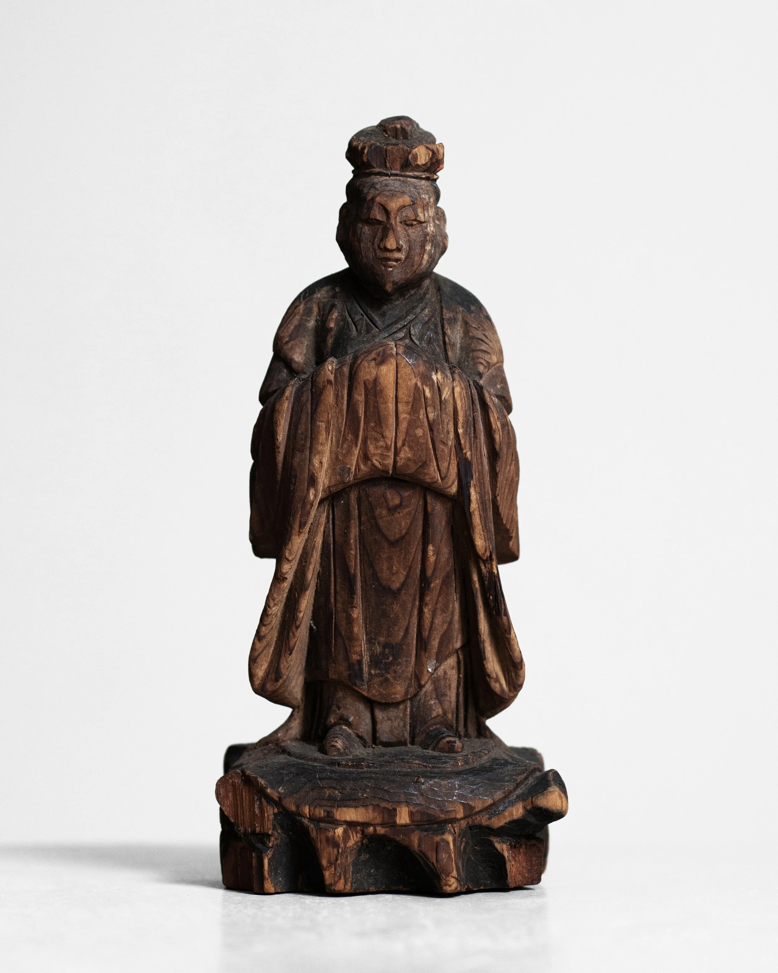 Antique Carved Wooden Daoist Deity