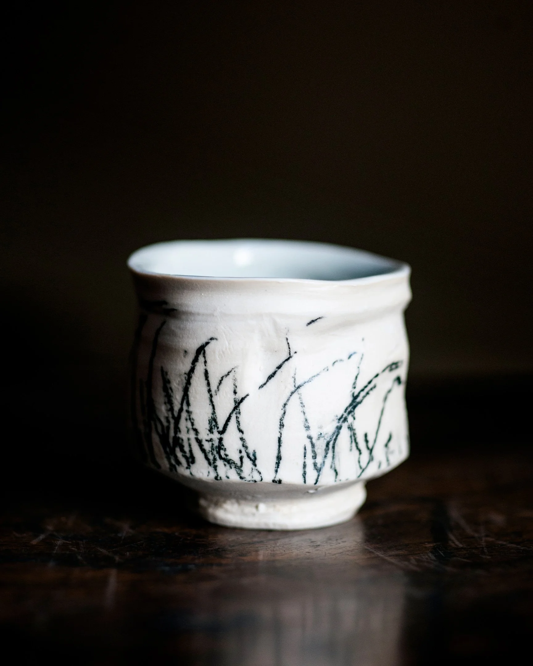 Lucky Keisuke Hatanaka Grass Sake Cups Organic Japan Japanese Papadakis StefaniaPapadakis White Glaze Contemporary
