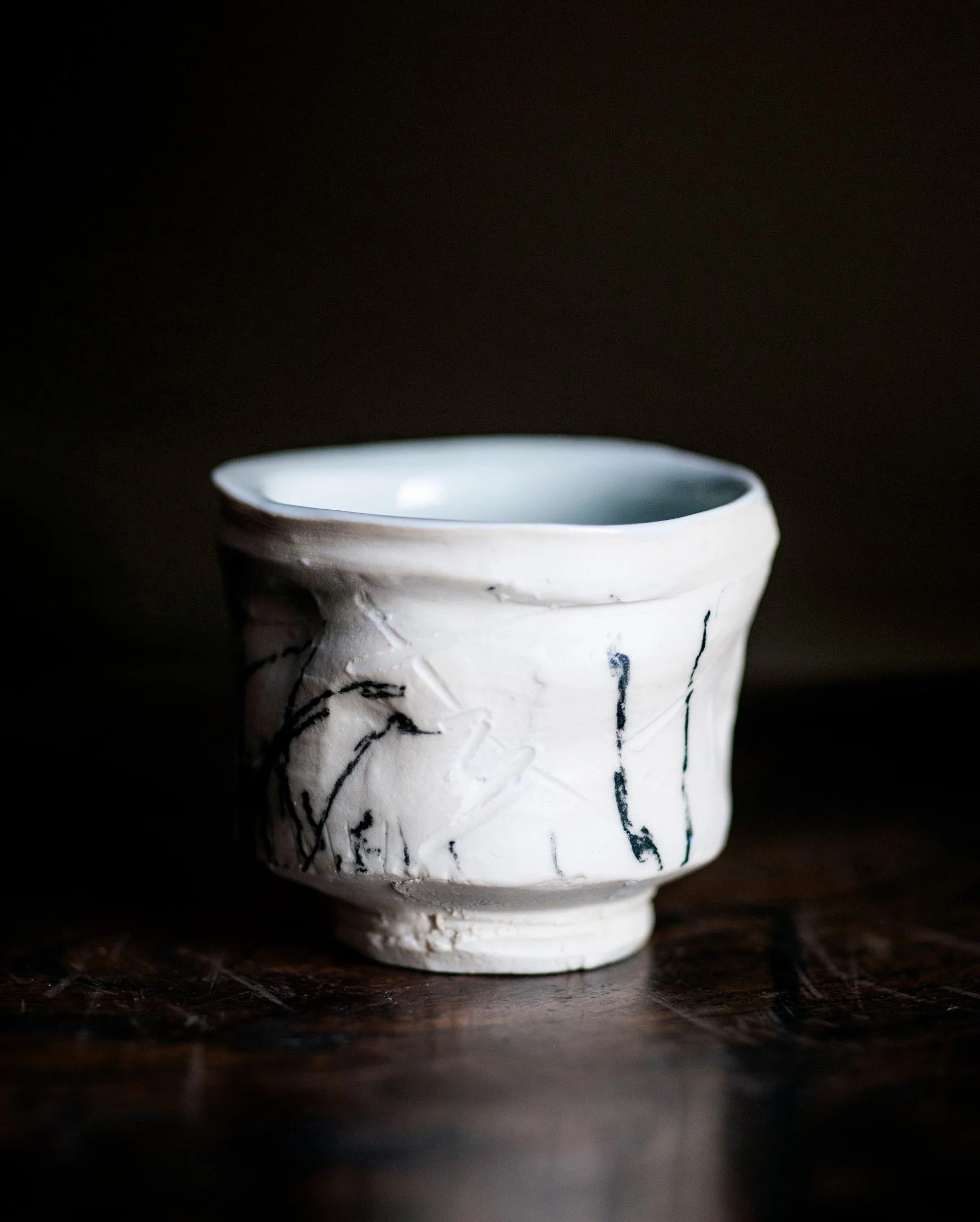 Lucky Keisuke Hatanaka Grass Sake Cups Organic Japan Japanese Papadakis StefaniaPapadakis White Glaze Contemporary