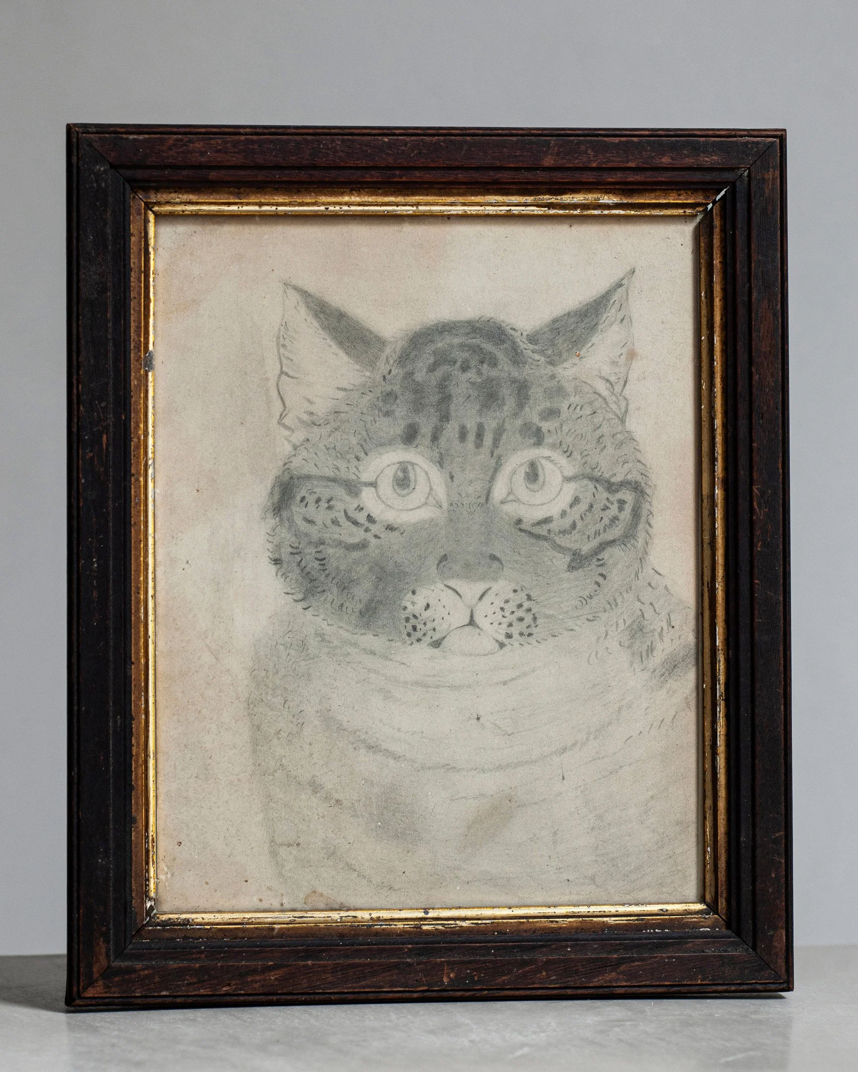 TheFavoriteCat Nathaniel Currier StefaniaPapadakis Papadakis Cat Sketch Drawing Delicate Wood Frame Early New England