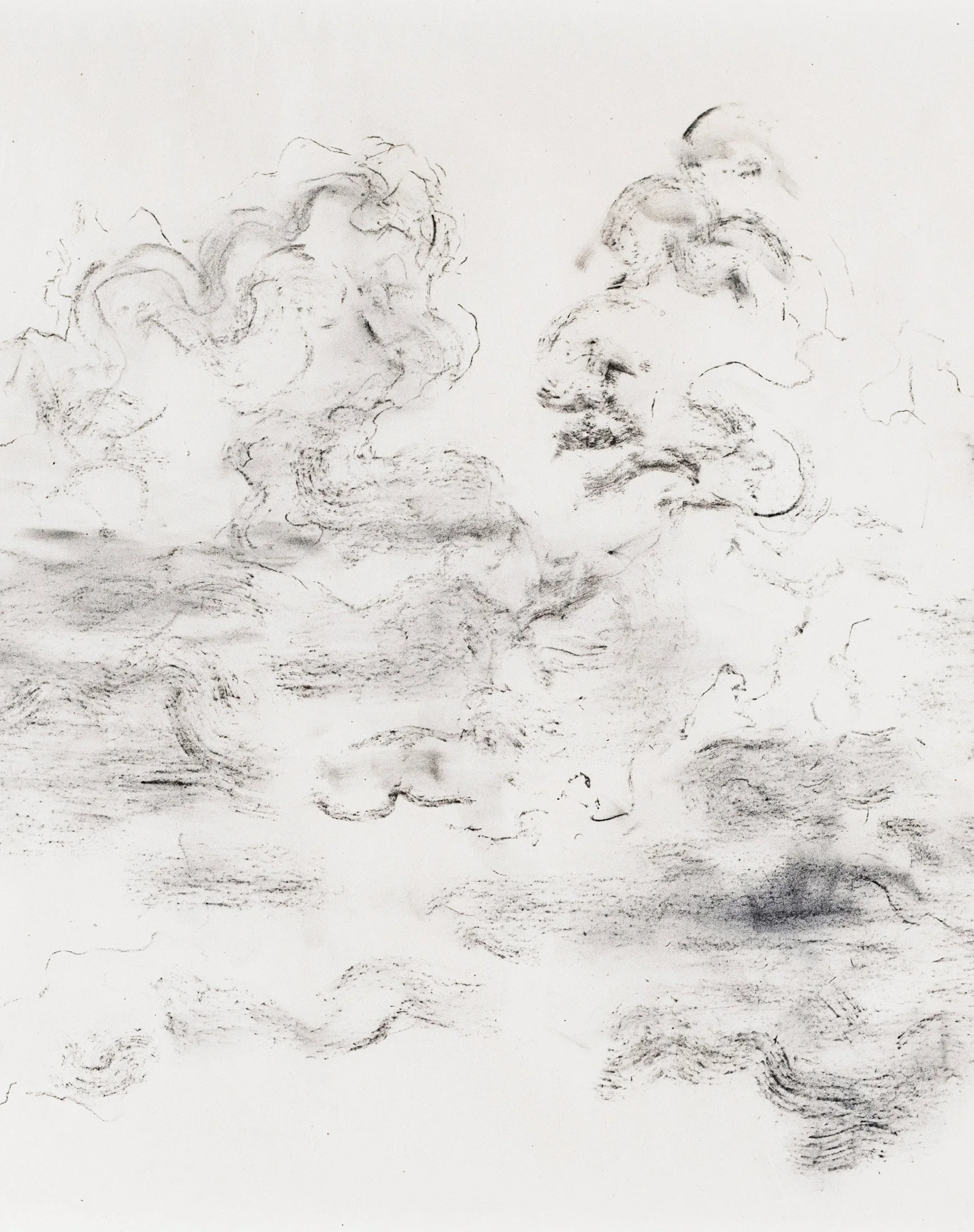 CharlotteAnderson Transit Stefania Papadakis Anderson Charcoal Drawing Artwork clouds large huge large painting large artwork washipaper paper washi japanese japan artist homegoods