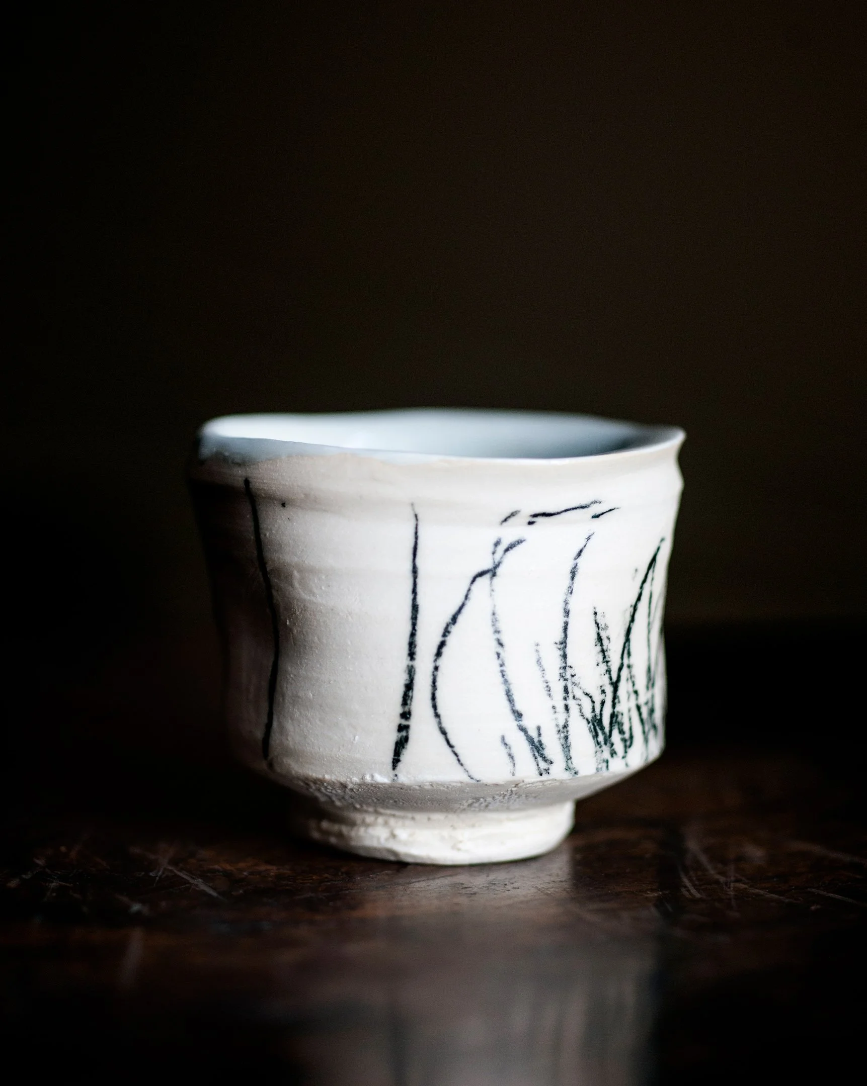Lucky Keisuke Hatanaka Grass Sake Cups Organic Japan Japanese Papadakis StefaniaPapadakis White Glaze Contemporary