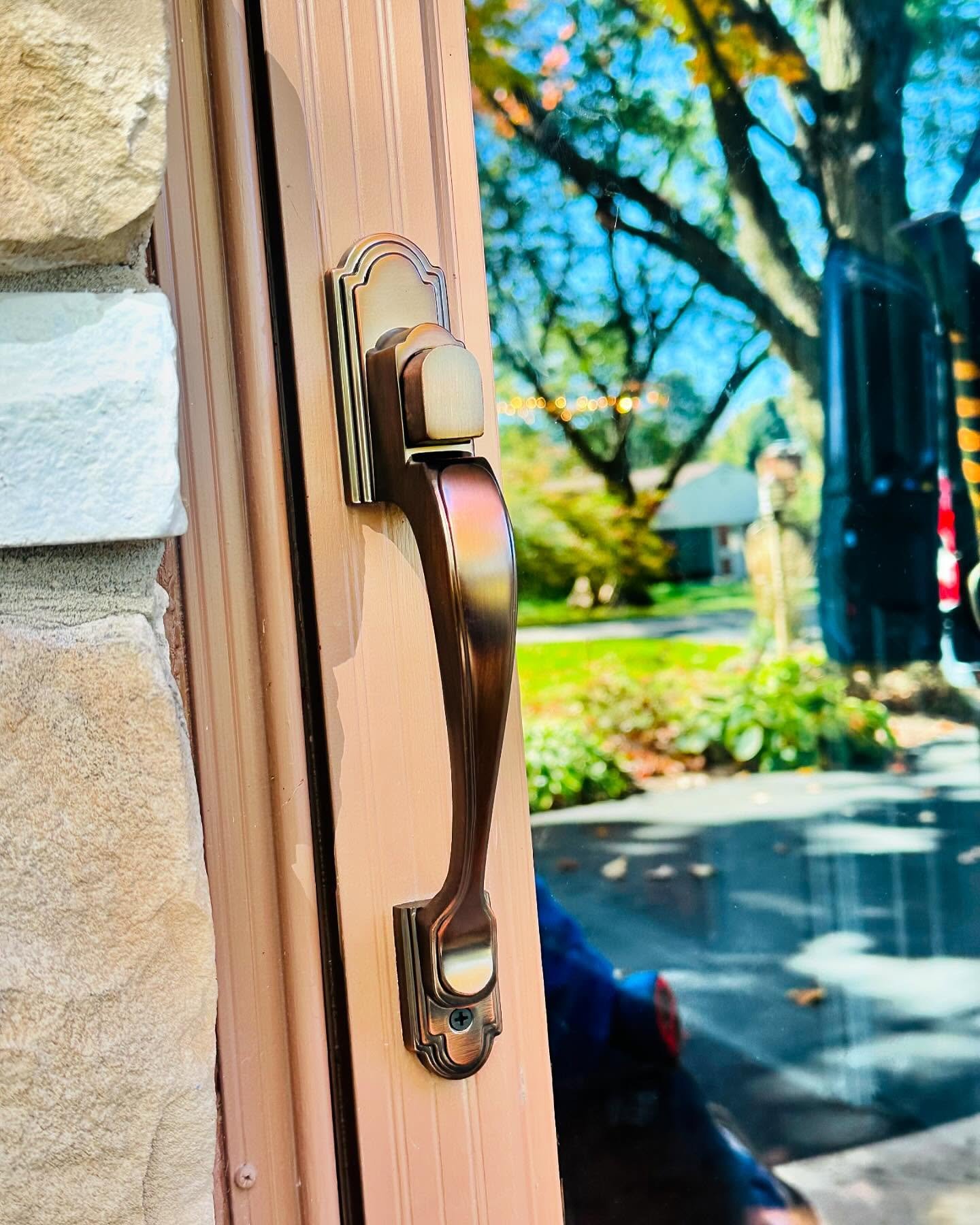 Entry door installation with decorative handle