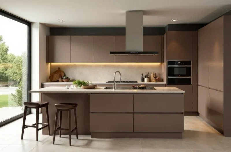 Clean, minimalist kitchen design with warm wood accents by PARS Revive Renovation