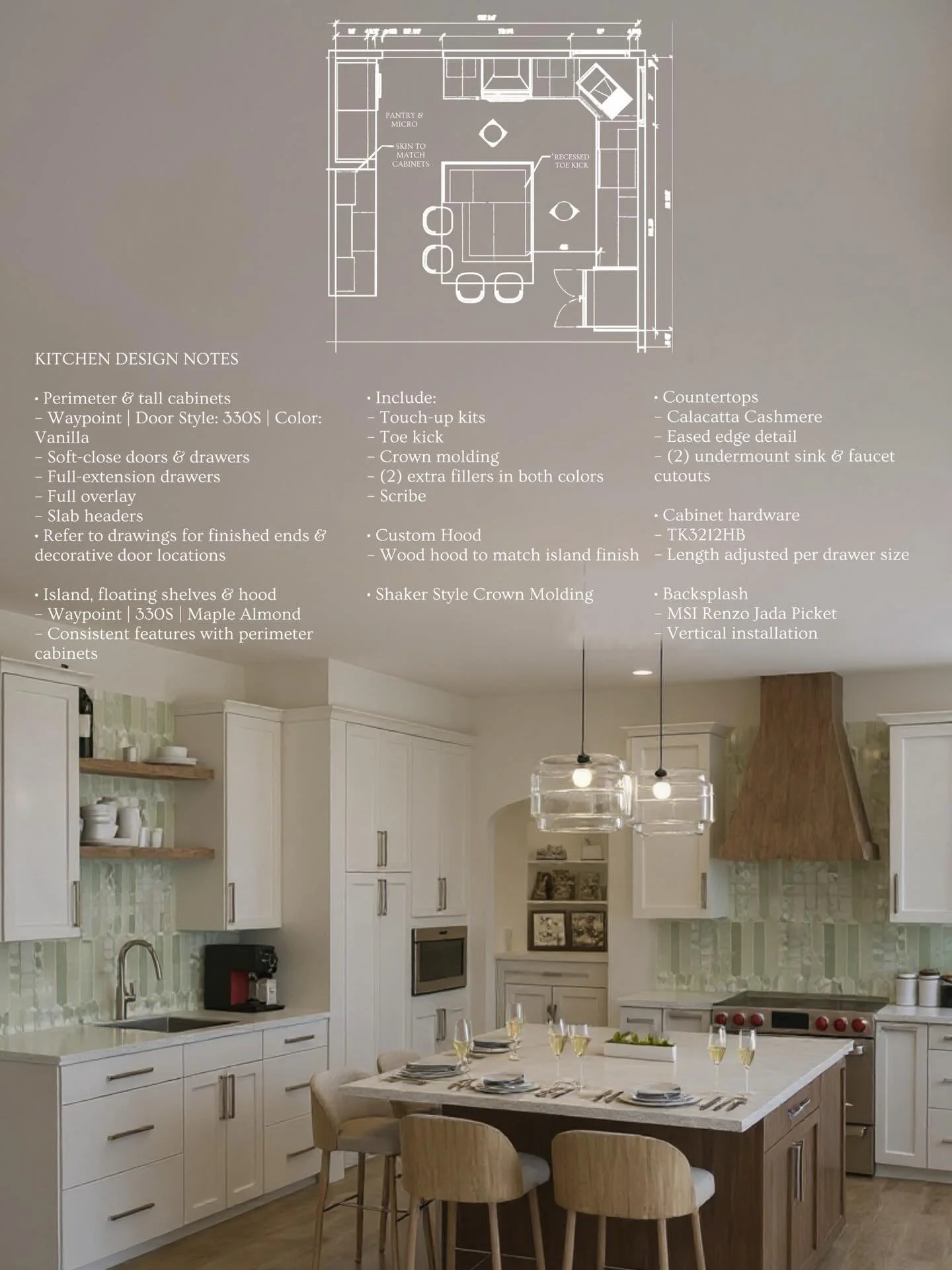 All details considered. Clean lines, warm textures, and a layout to elevate everyday living. 

&ndash;
Contact us at 719.297.3773
alluredesignlab.com
#kitchendesign #shakercabinets #twotonekitchen #interiordesign #coloradointeriordesign