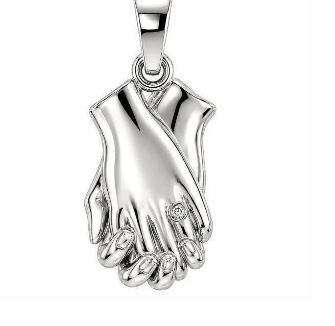 Sterling Silver Holding Hands Pendant Necklace