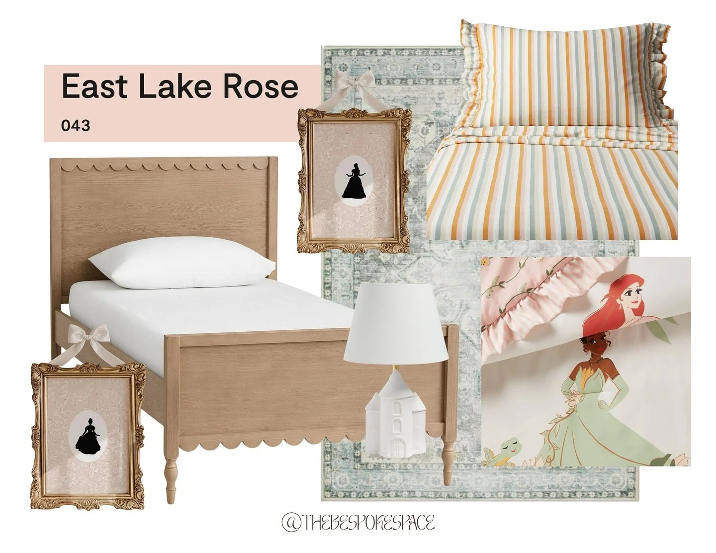 Moodboard Monday 👑✨

Today&rsquo;s inspo: a princess-ready room that&rsquo;s sweet now, chic later.
🌸 Wall Color: @benjaminmoore East Lake Rose
🏰Royal touches courtesy of the @target Disney line by Pillowfort 
🐚 @potterybarn Scalloped oak bed + @