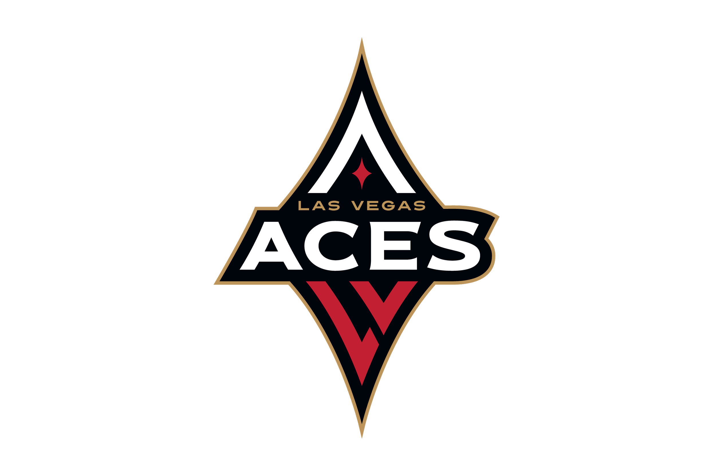 Logo of the Las Vegas Aces, a professional basketball team. The logo features a stylized aces card symbol with an 'A' and 'V' and the words 'Las Vegas Aces' inside it, set against a black background.