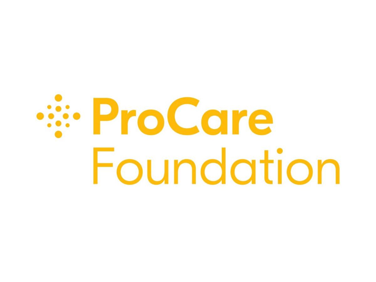 ProCare Foundation logo with yellow text and dot pattern on a white background.