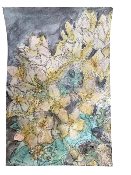 Pink Bouvardia, 25/1/2025, Water colour on Paper, 10 x 14,8 cm