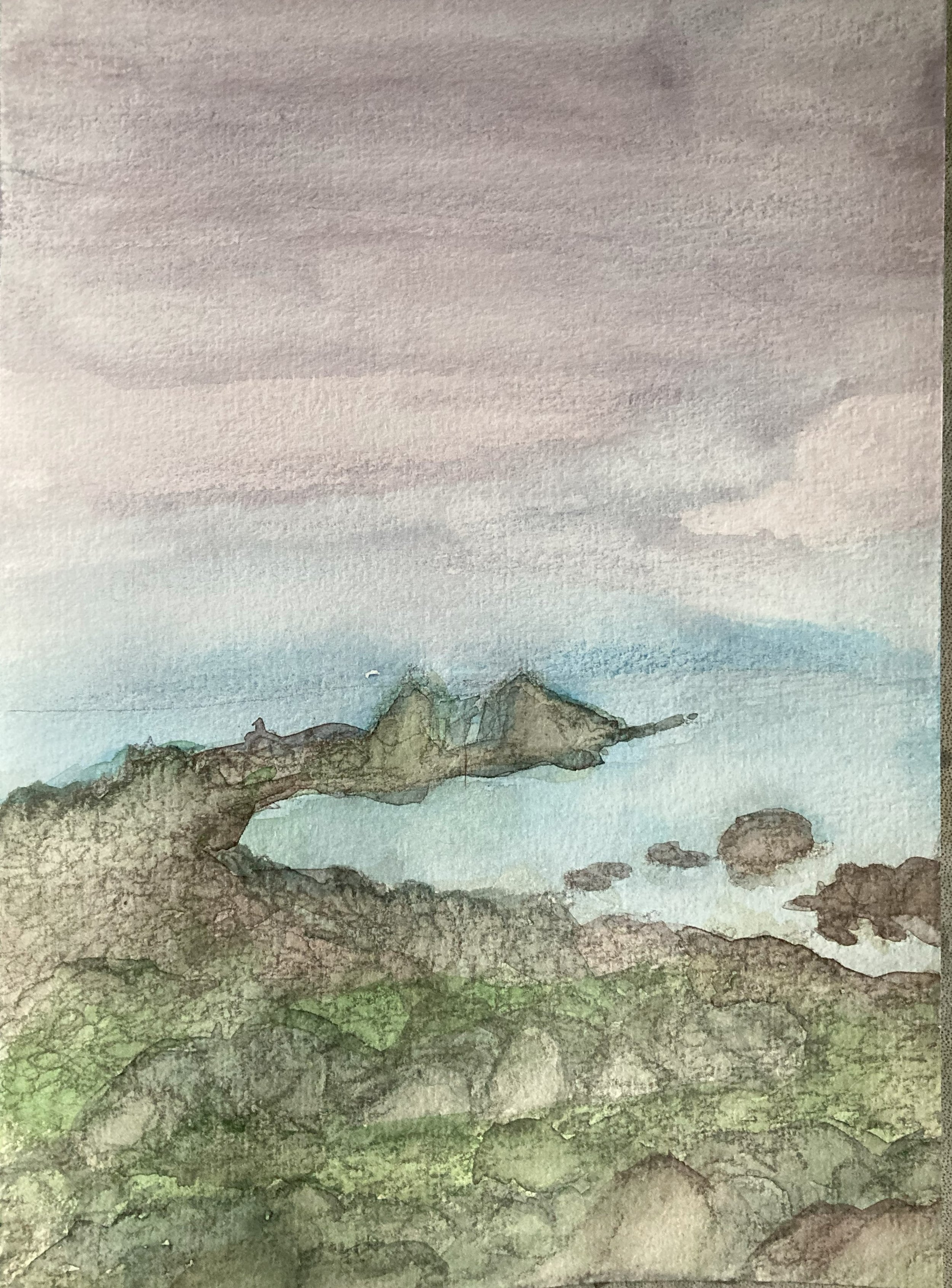 Rocky Path, 17/5/2025, Water colour on Paper, 14.8 x 21.0cm