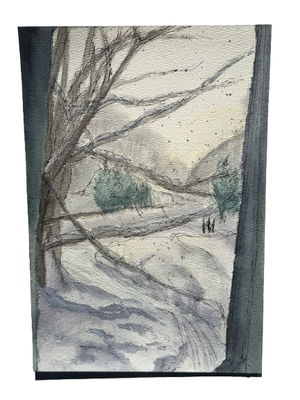 Winter in a North Island 13, 23/5/2026, Water colour on Paper, 15.8 x 22.7cm