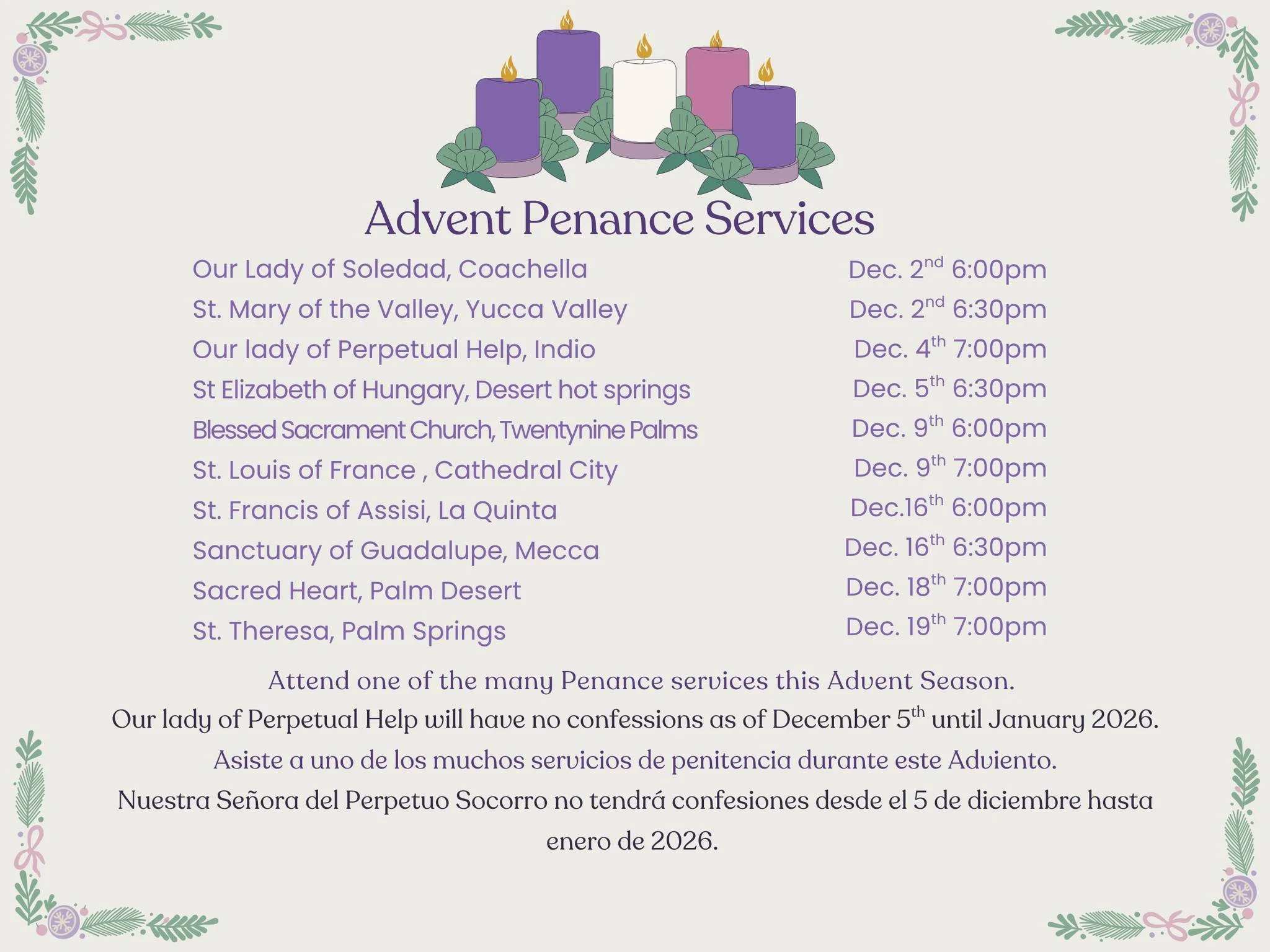 Penance Service St. Mary of the Valley