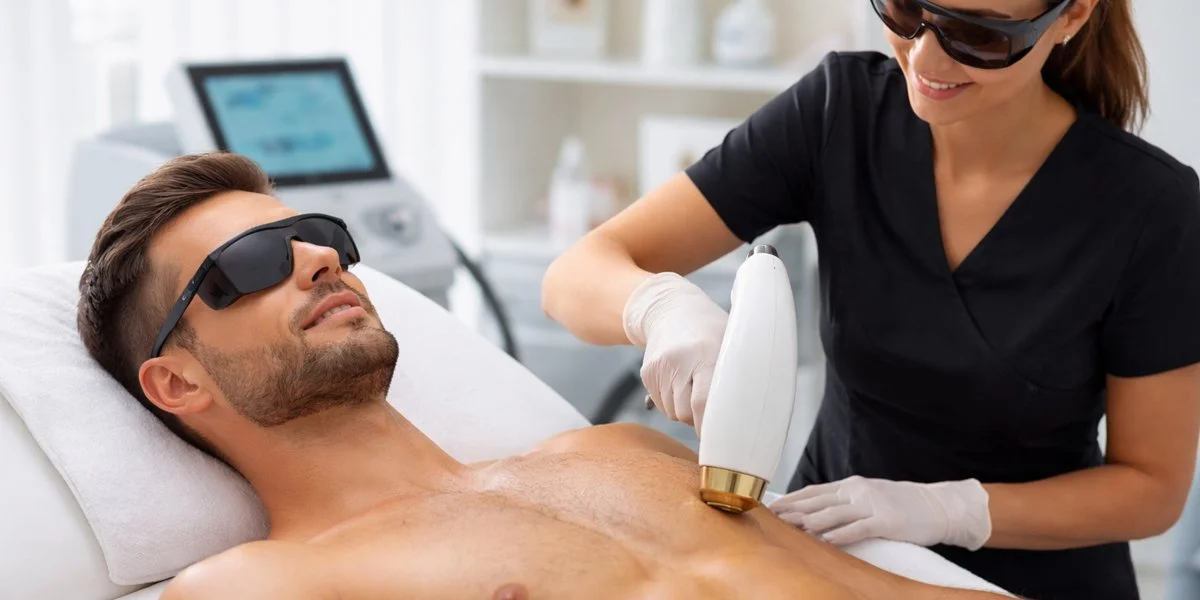 Men’s laser hair removal treatment in a Calgary clinic