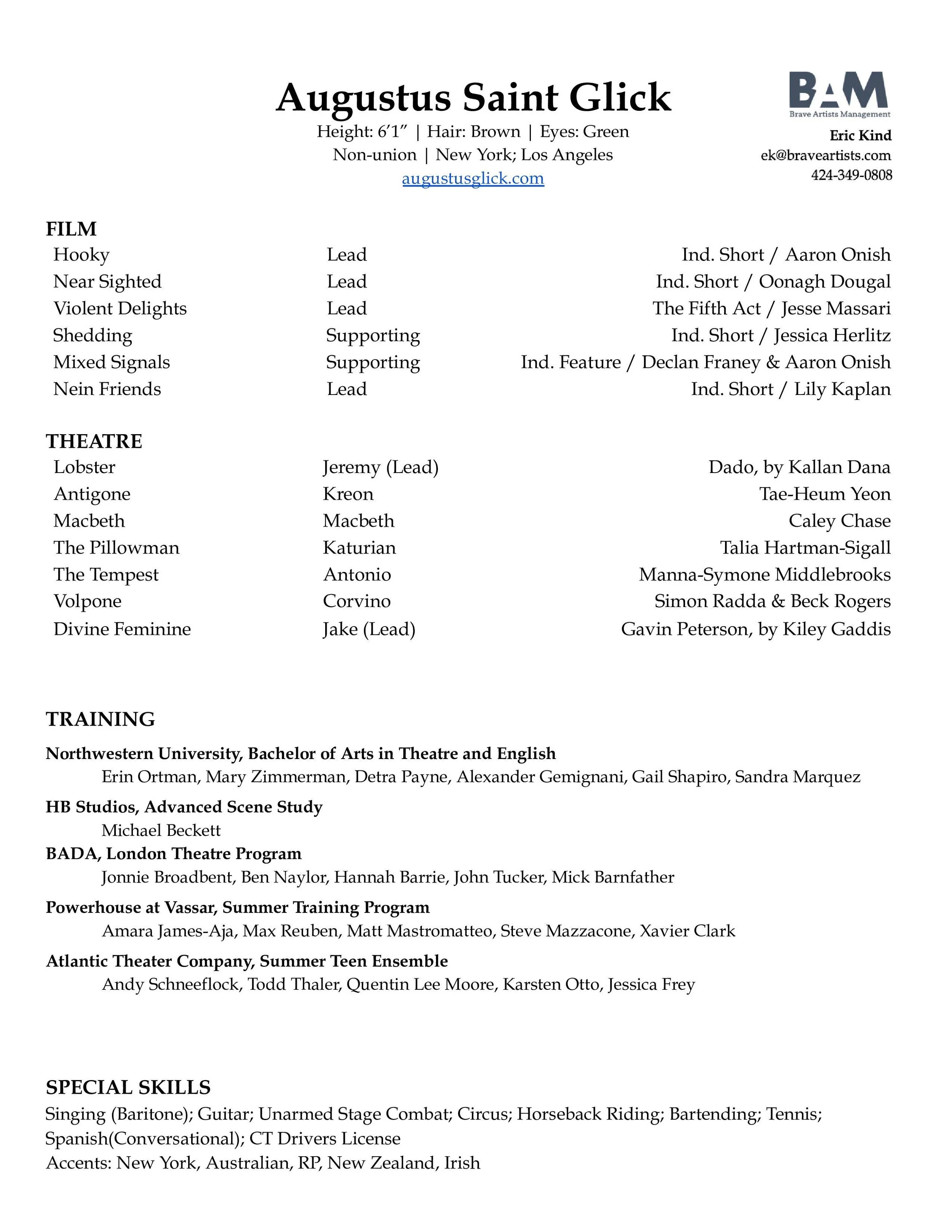 Acting Resume
