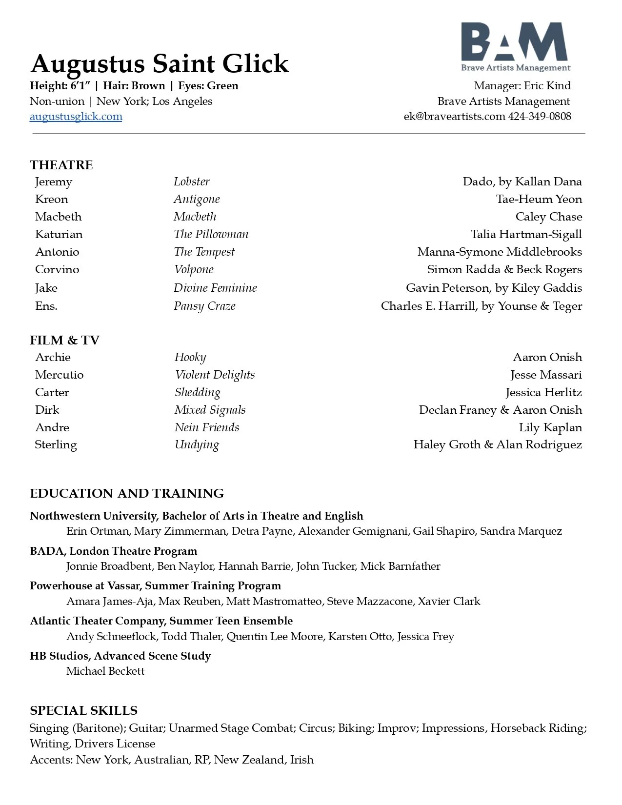 Acting Resume