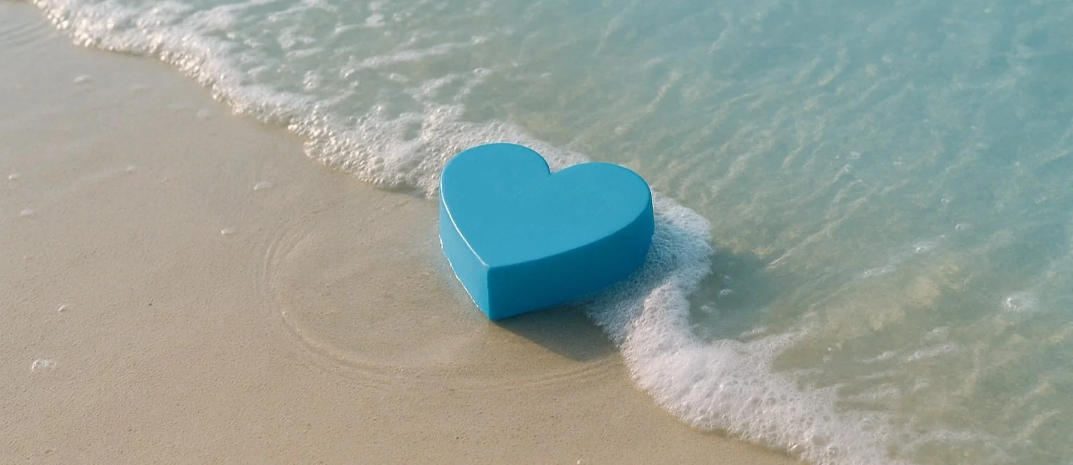 Blue heart shaped block sitting by the incoming waves of the ocean representing "Do I Really Need Life Insurance" Blog written by Financial Planner, Tim Grapiglia of EvolvU Financial Services in Scarborough, Australia.