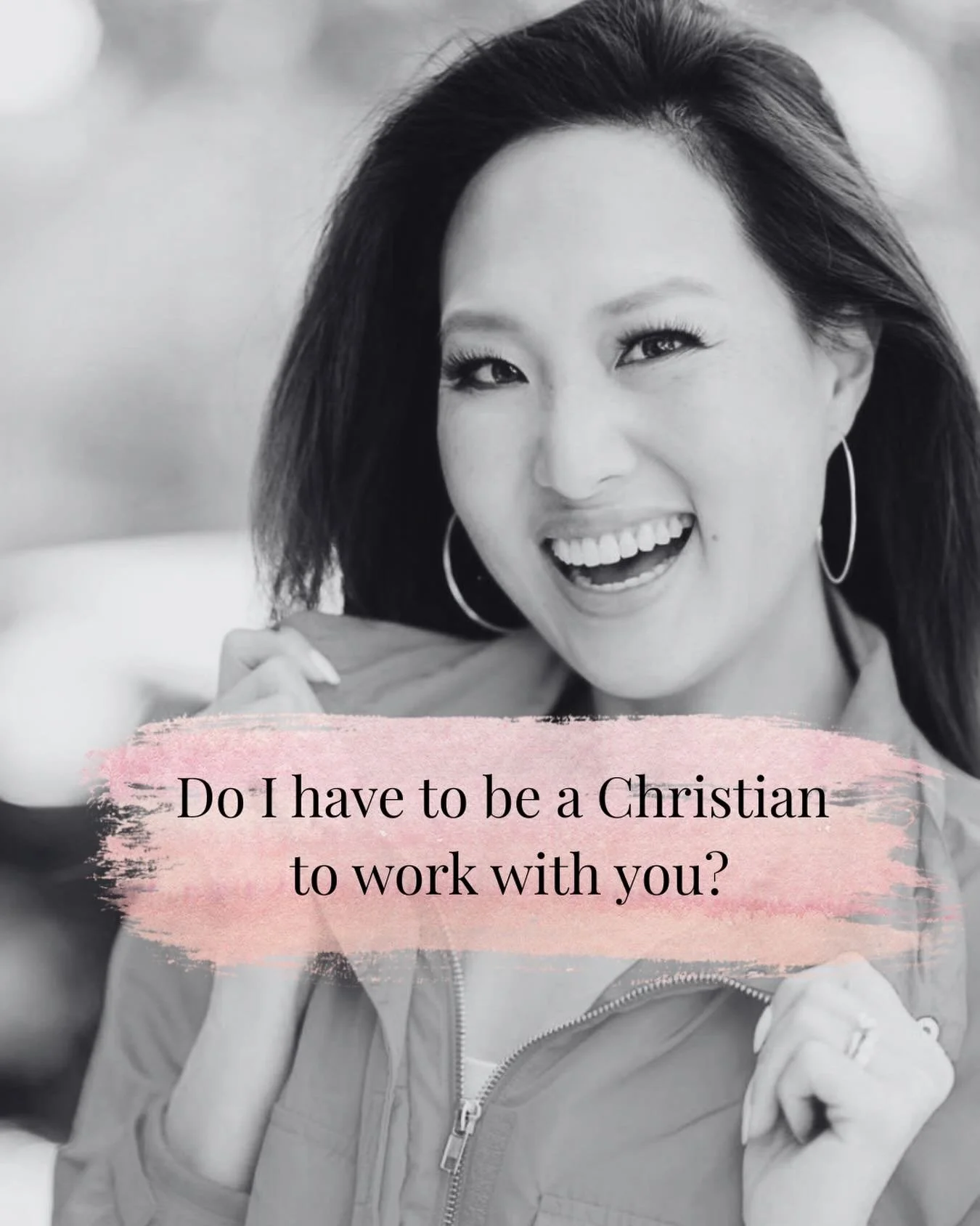 Do I have to be a Christian to work with you?

✨ You do NOT have to be a Christian to work with me. ✨

Yes, my faith is a huge part of who I am.

But my coaching space is open to women from all backgrounds who desire:

✨ confidence
✨ healing
✨ growth