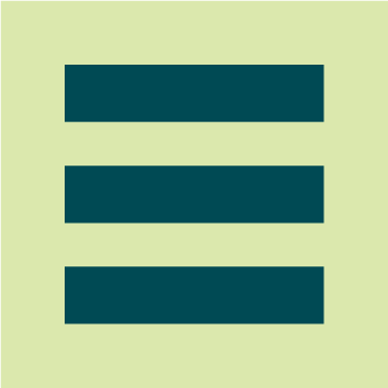 Three dark green horizontal bars on a light green background.