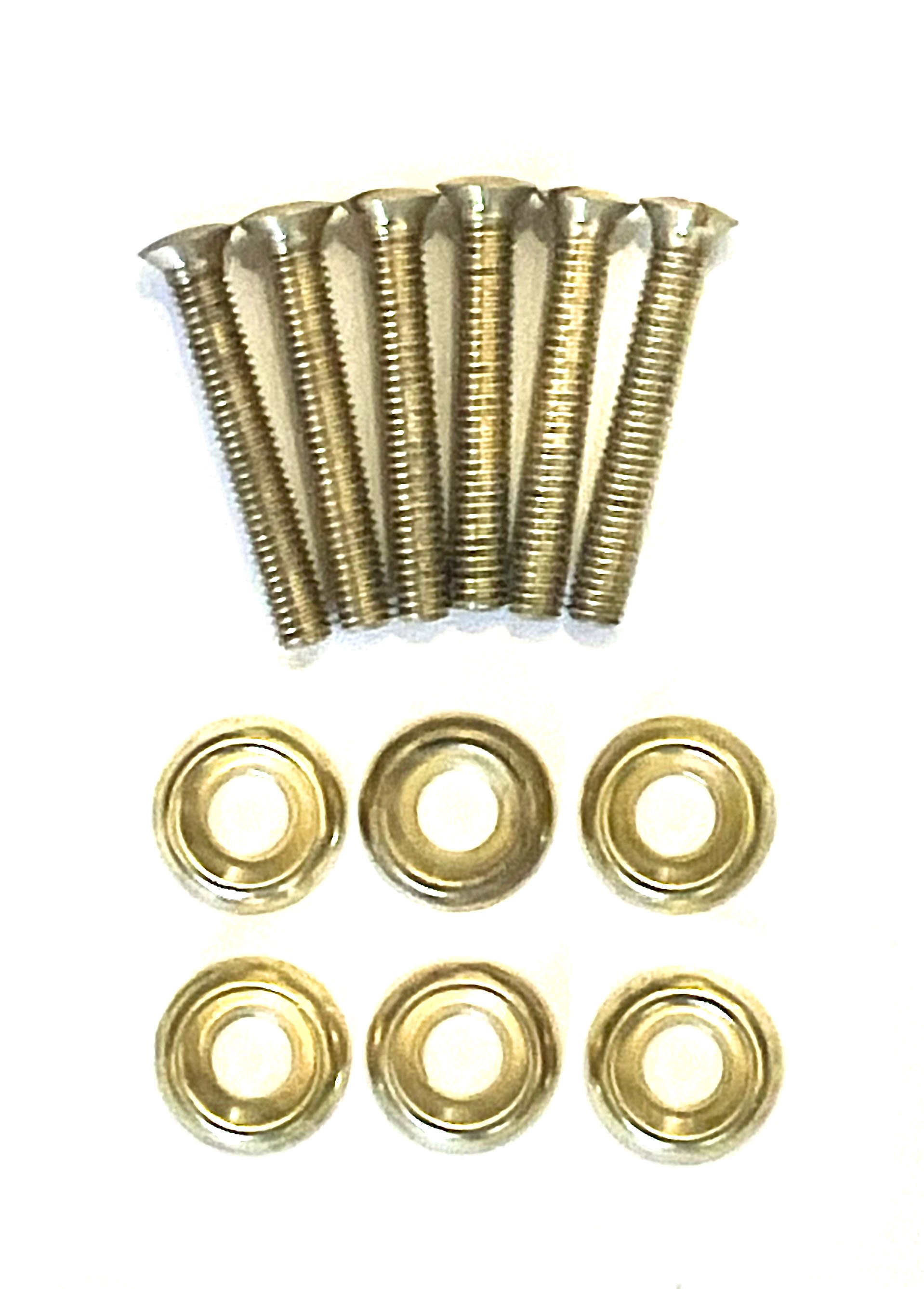 Set of six panel screws and cup washers for vintage Vox amplifiers (steel or brass)