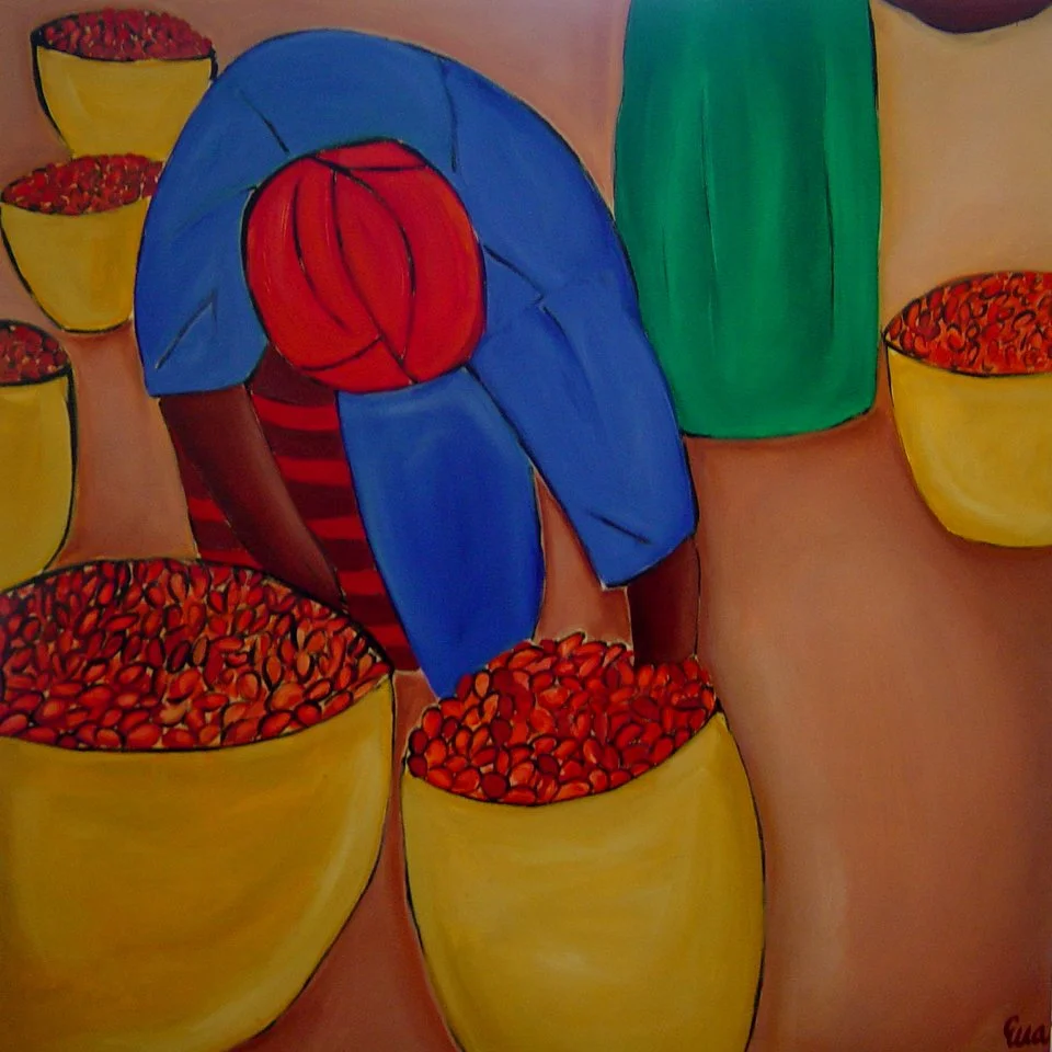 Selection.  Oil on canvas.  90 x 90cm.  Cafe commission.  SOLD