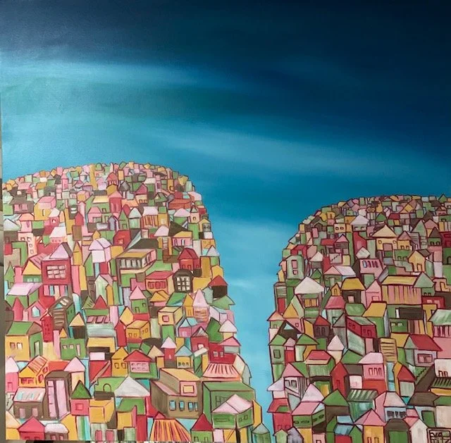 Together Across the Divide.  Oil on canvas.  101 x 101.  SOLD