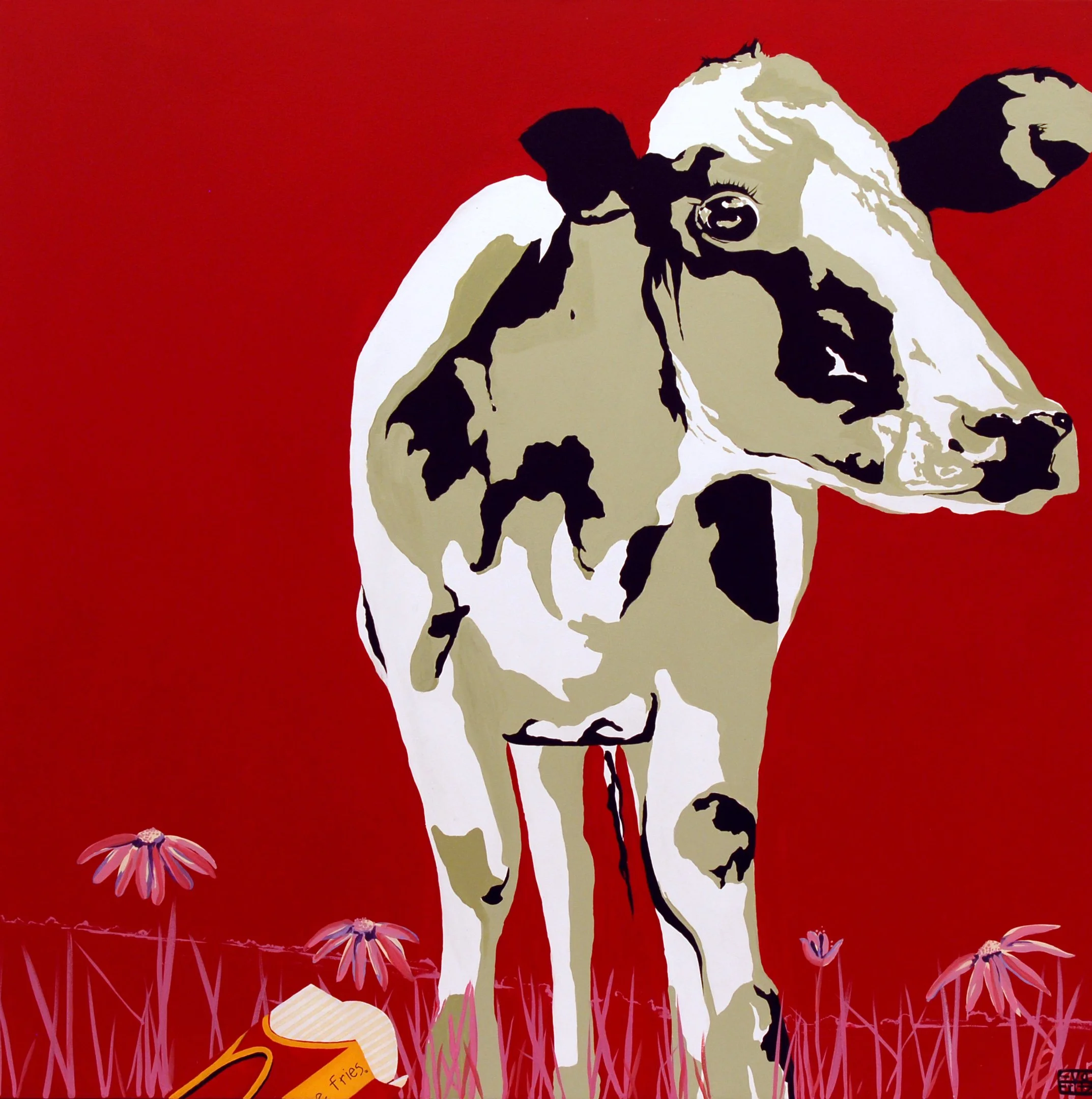 Cow.  Oil on canvas.  101 x 101cm.  SOLD