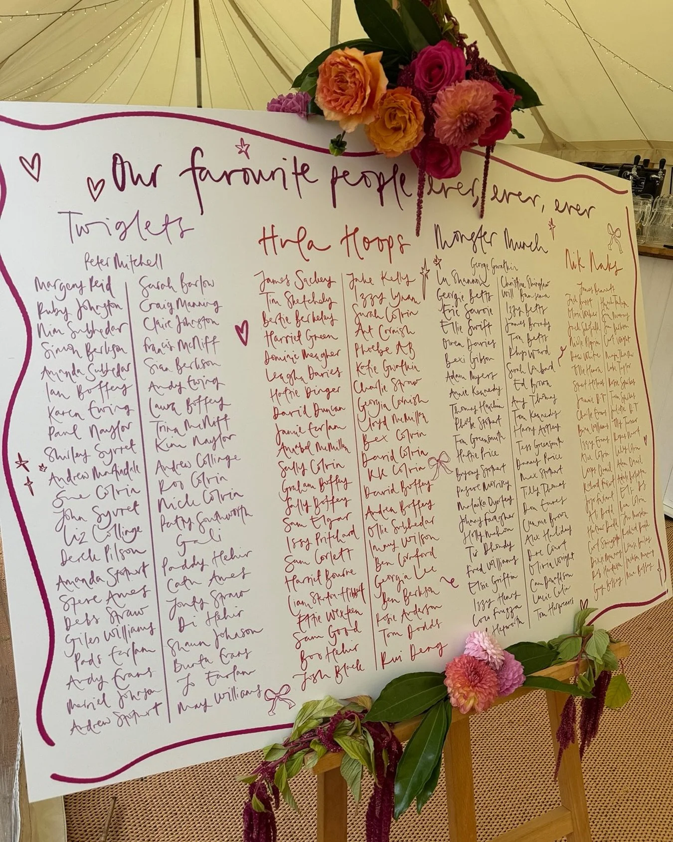 Handwritten table plan for KK &amp; David 😮&zwj;💨 this one took a long time as I hand wrote each name. Love the title at the top too ❤️
.
.
.
.
.
#weddingstationery #tableplan #weddinginspo #weddingsinpiration #eventstationery