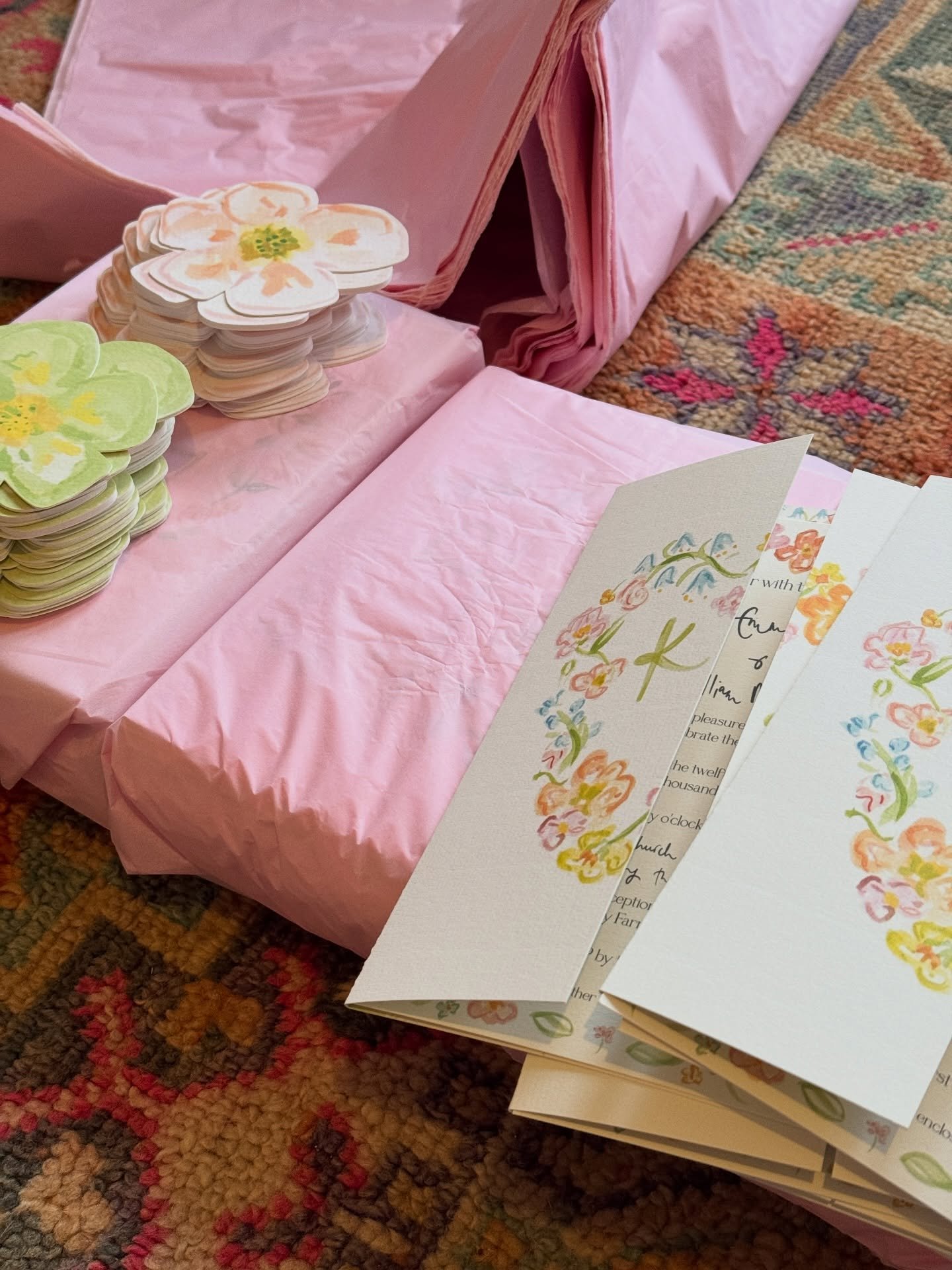 Katie &amp; James gate fold invitations with sweet floral RSVP cards 💕🌼 💚