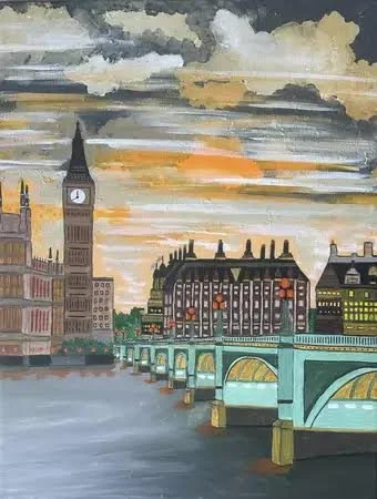 London Big Ben across Westminster Bridge Giclee Print