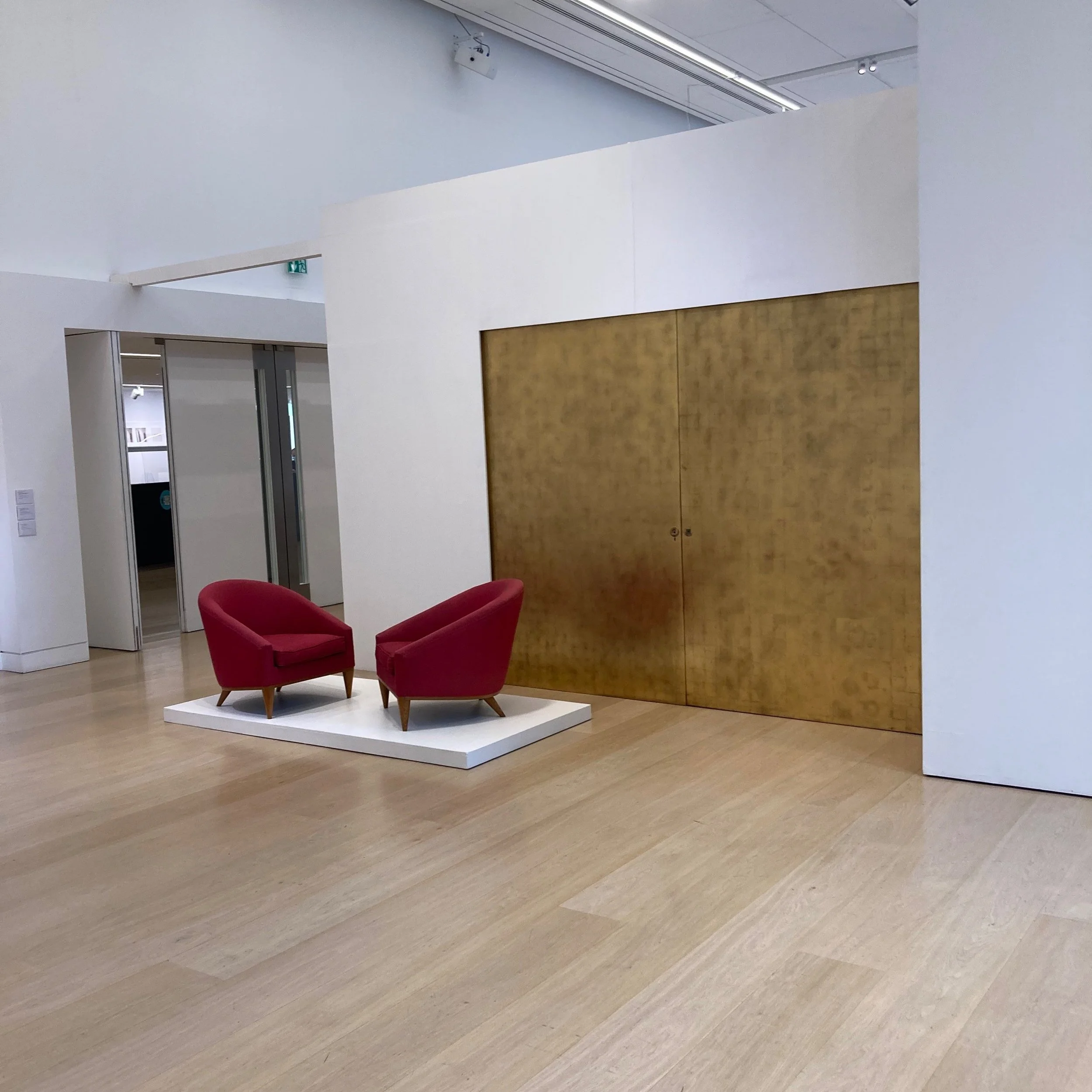 Gilded doors of Jean Dunand:  ‘Les Palmiers’ smoking room, c.1930-36  Shown with Jean RoyèreTwo 'Crapaud' armchairs
1955-1958 Image © Phillips