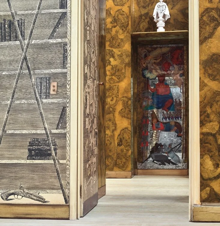 Gio Ponti, Piero Fornasetti, Edina Altara & Guido Gambone: 
Study looking into Dressing room, c.1951 Image © Phillips