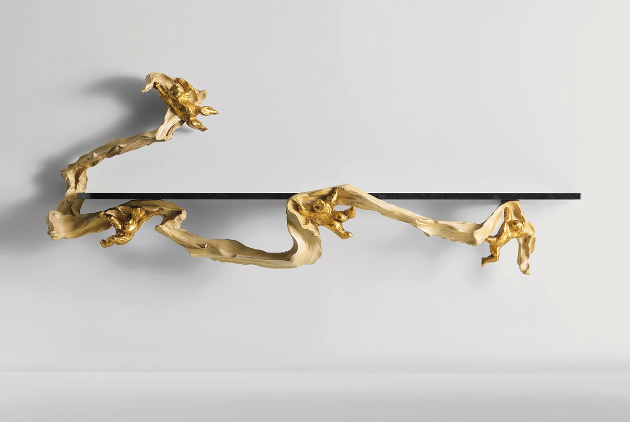 Osvaldo Borsani and Lucio Fontana
Wall-mounted console, designed for the dining room of Casa S., Milan Image © Phillips 