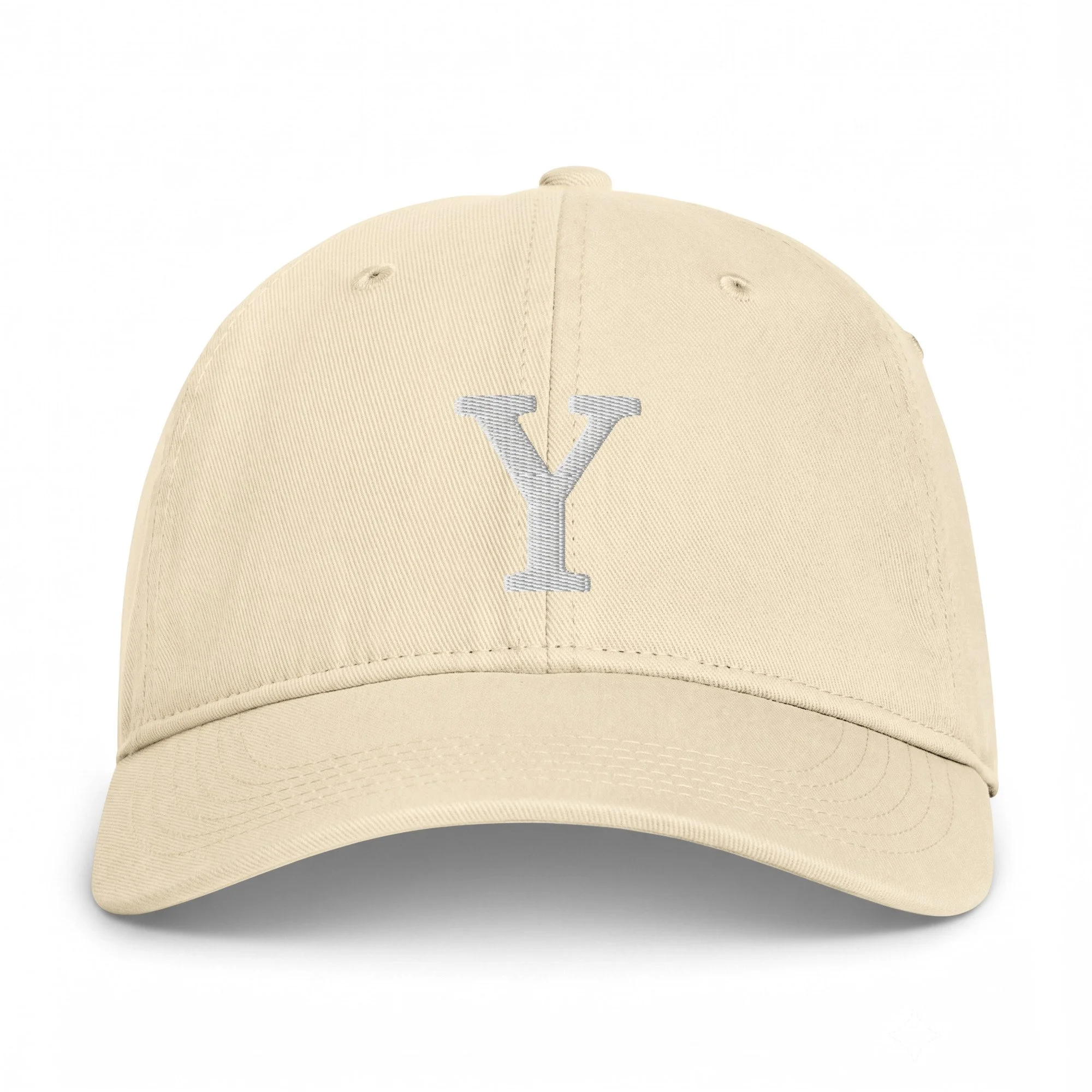 Y CAP des Mürren Yacht Club in Ivory, Vorderansicht mit weisser Y-Stickerei.