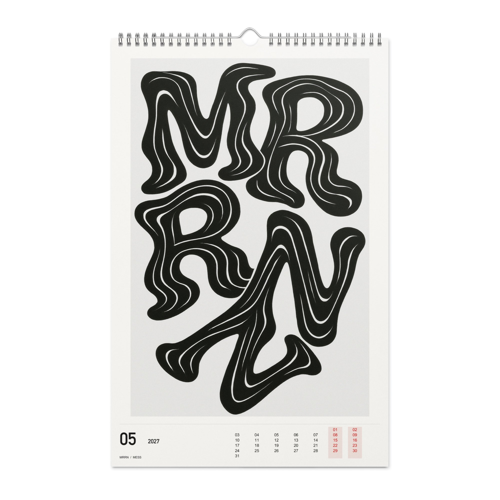 MESS Kalender 2027, Monat 05: Wellenlinien. / Month 05, numeric 2027 calendar.