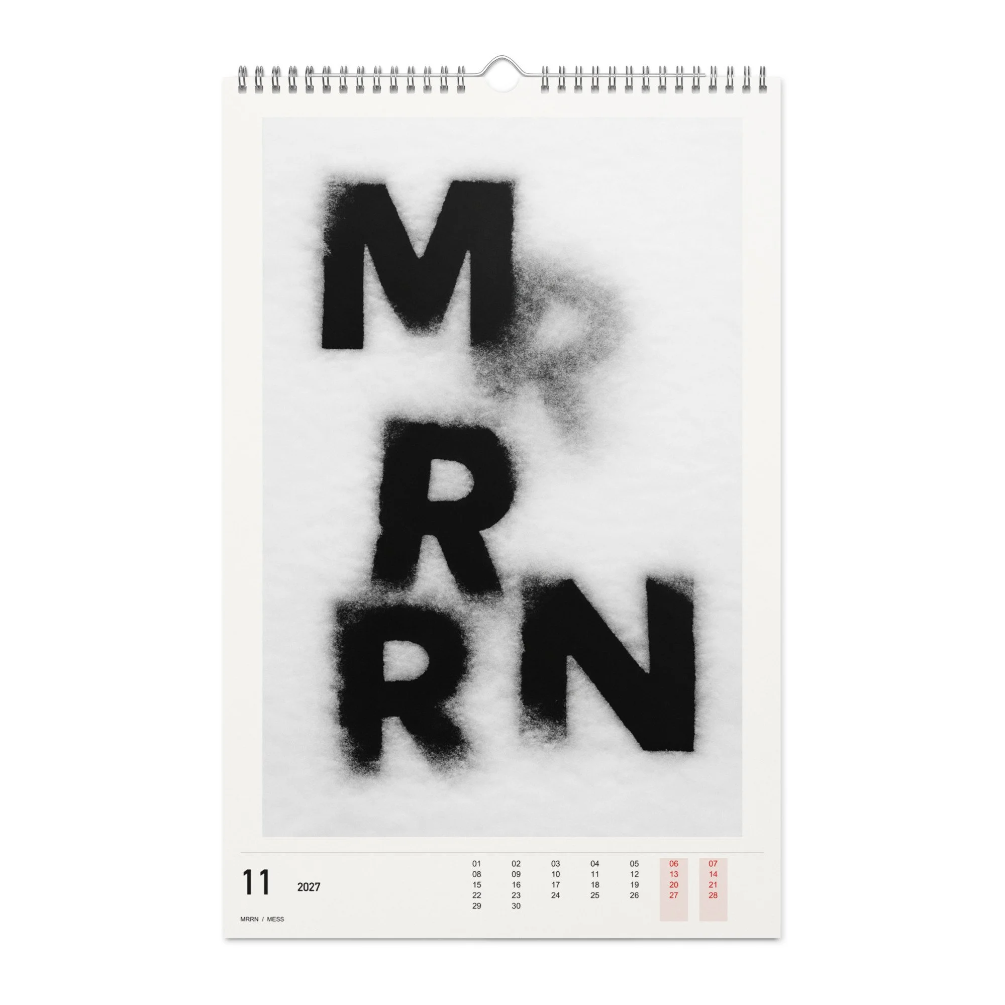 MESS Kalender 2027, Monat 11: Auflösung. / Month 11, numeric 2027 calendar.