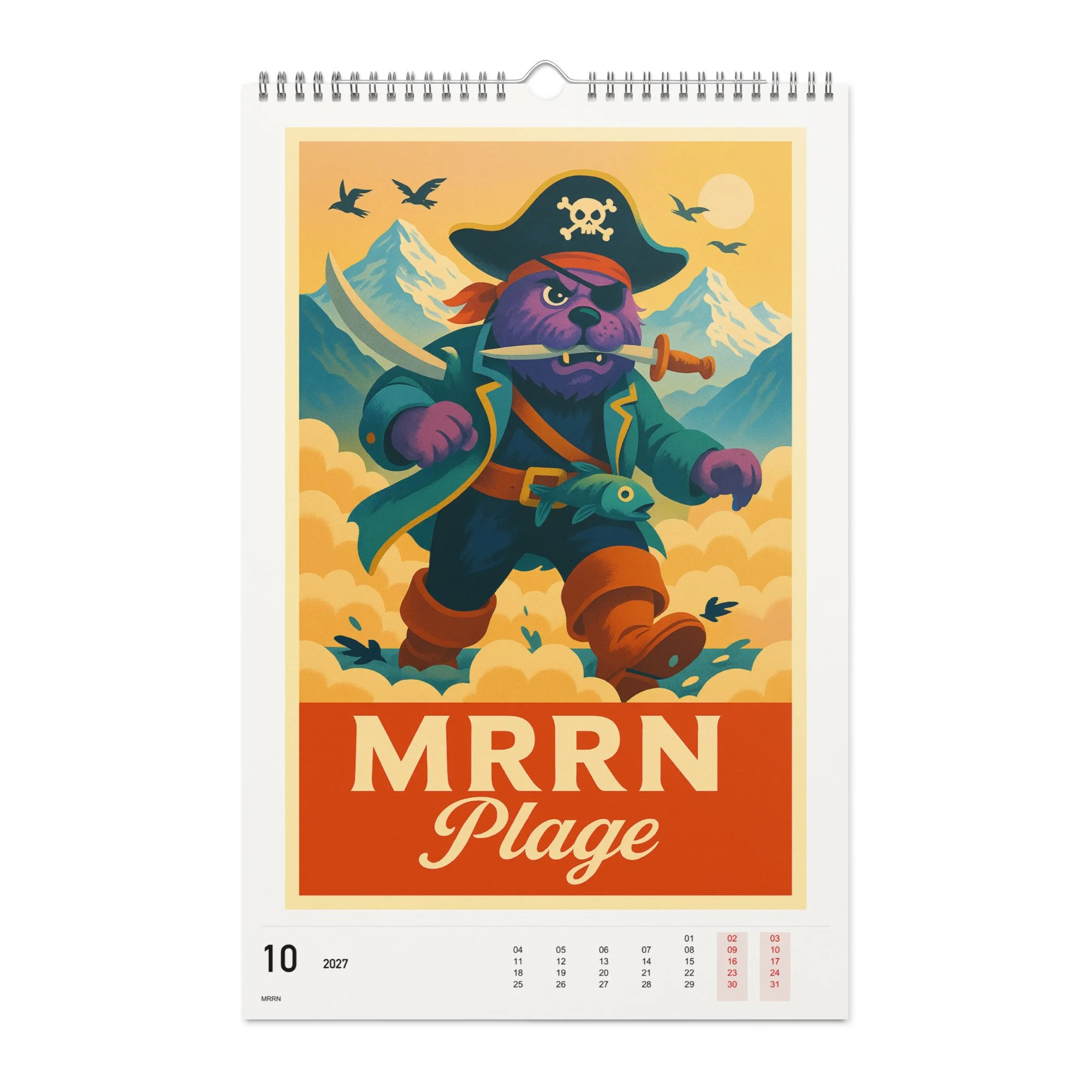 MRRN Plage Kalender 2027, Monat 10: Seebär. / Month 10, numeric 2027 calendar.